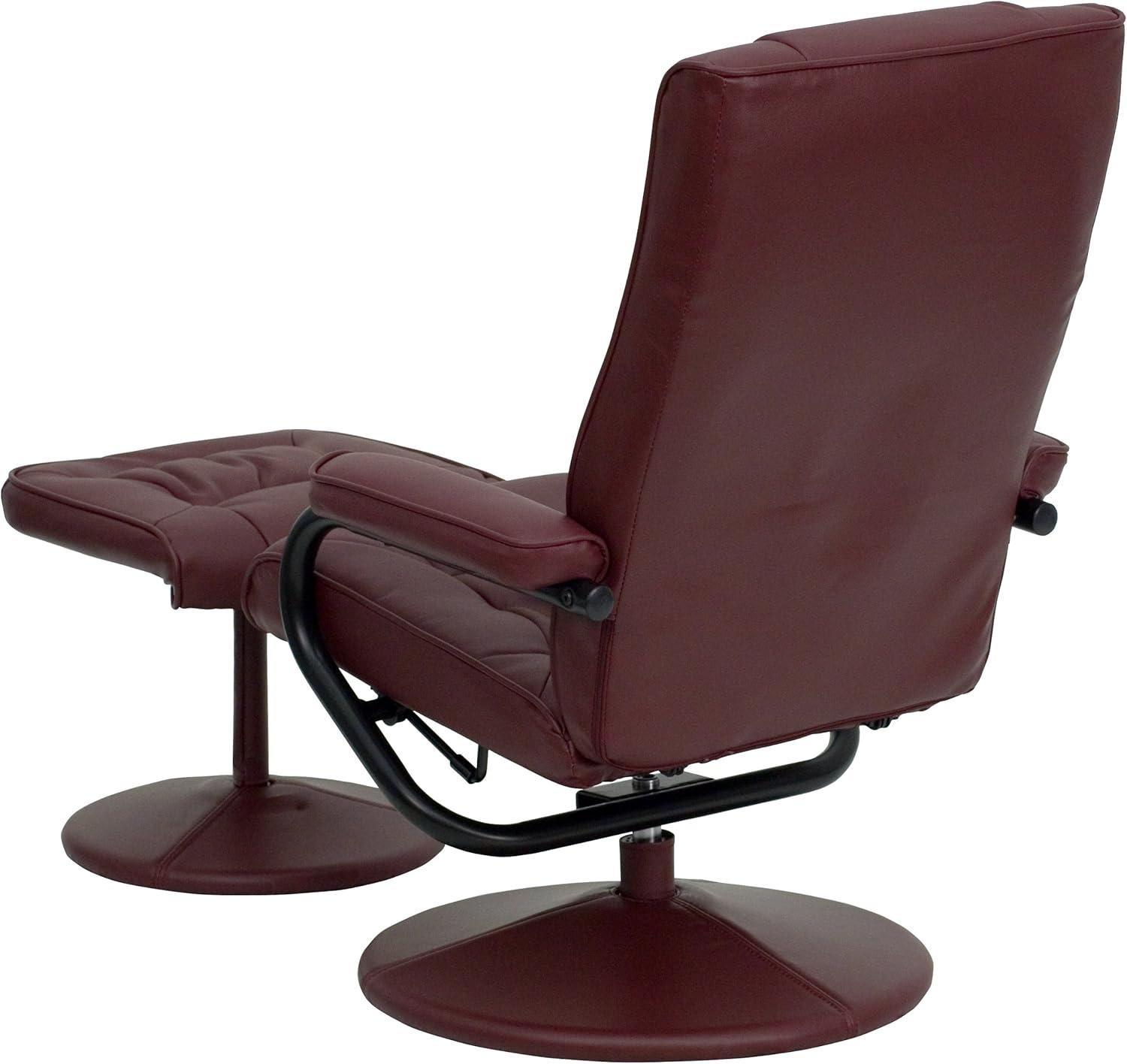 Flash Furniture Rachel Contemporary Multi-Position Recliner and Ottoman with Wrapped Base in Burgundy LeatherSoft