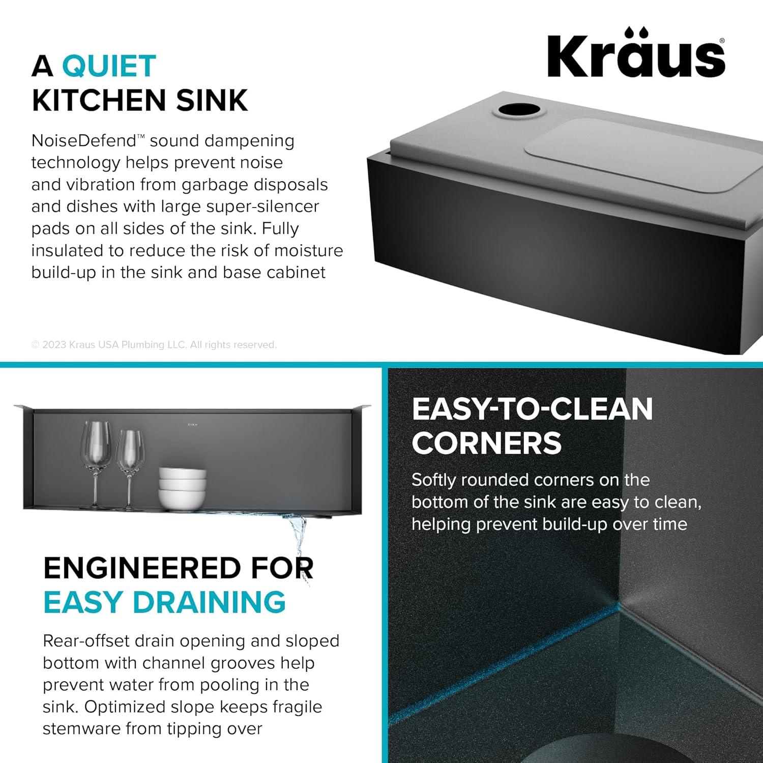 KRAUS Kore™ Workstation Farmhouse Apron Front 16 Gauge Single Bowl Kitchen Sink
