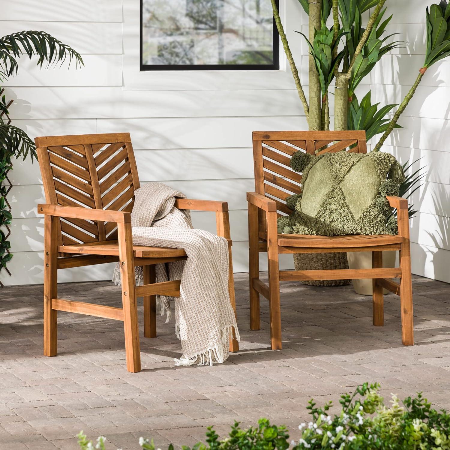 Modern Chevron 4-Piece Acacia Wood Patio Set in Mahogany