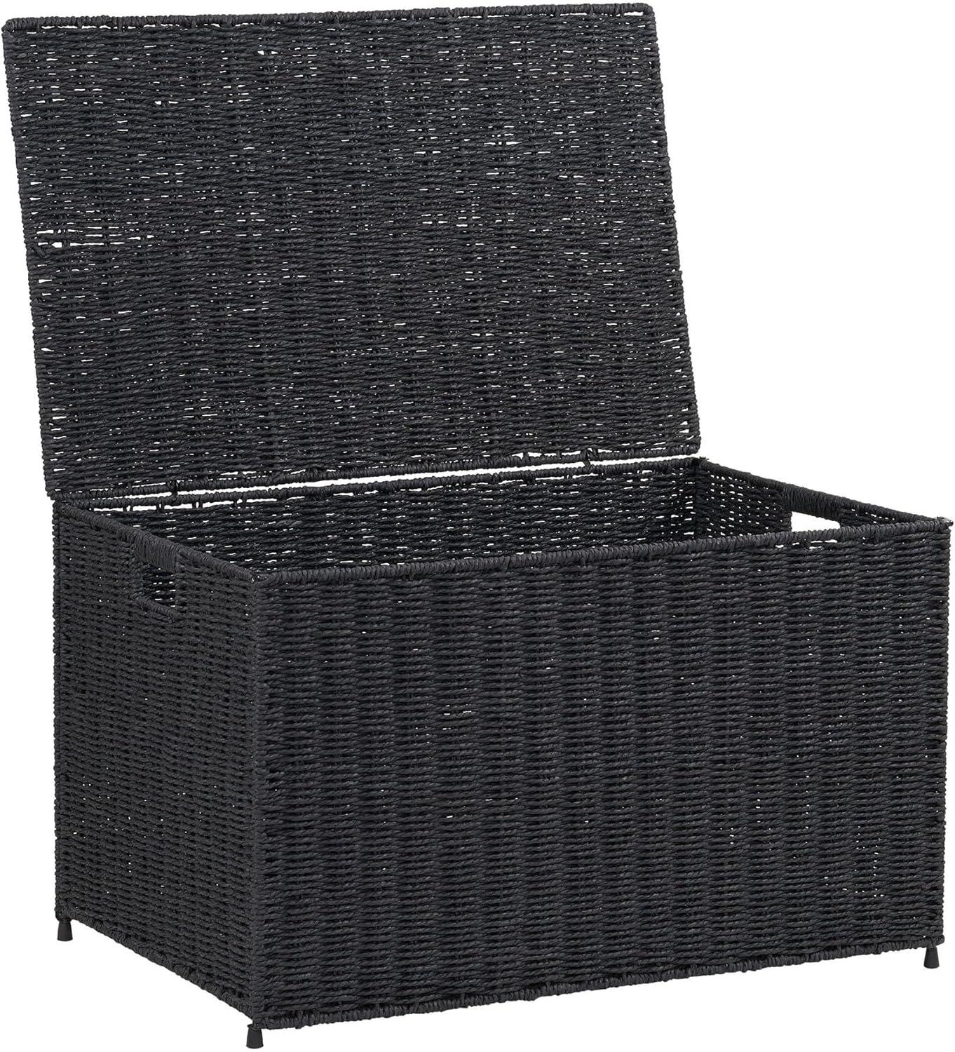 HOUSEHOLD ESSENTIALS Decorative Wicker Paper Rope Storage Chest