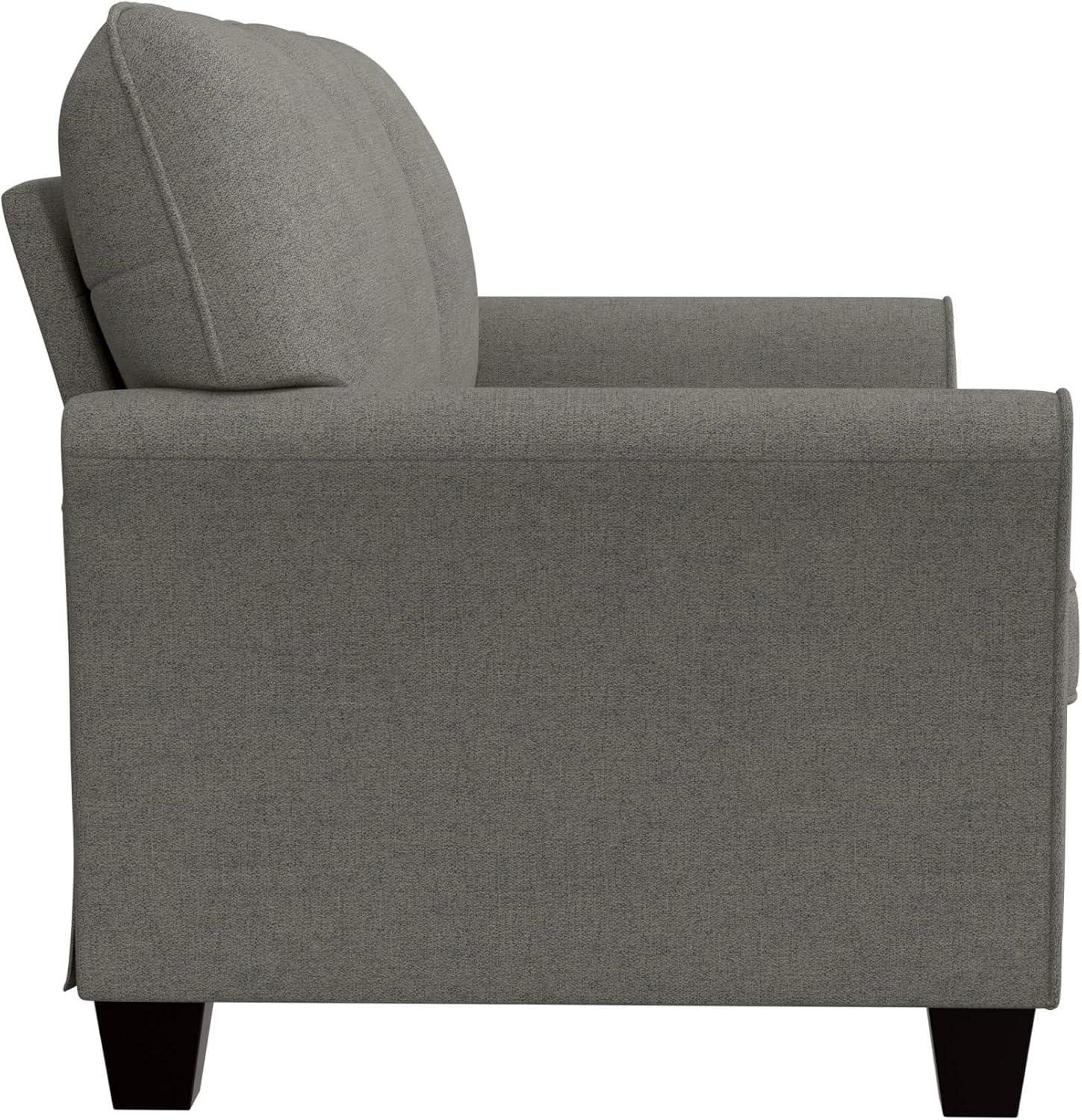 Gray Fabric Upholstered Sofa with Removable Cushions and Rolled Arms