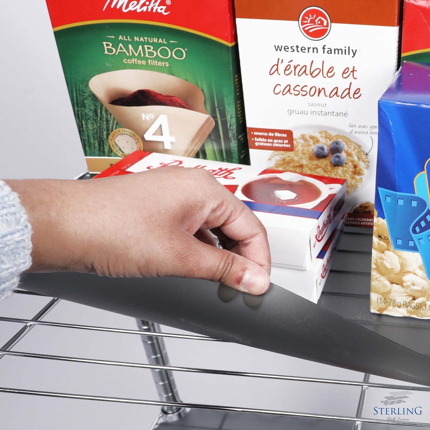 Shelf Liners for Wire Shelf System - Set of 5 in Graphite - 13.4 x 23.2 inch - Plastic Wire Shelving Shelf Mats