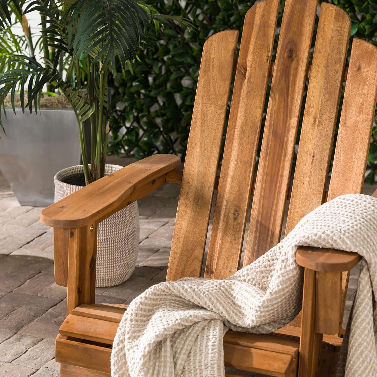 Dark Brown Acacia Wood Foldable Adirondack Outdoor Chair