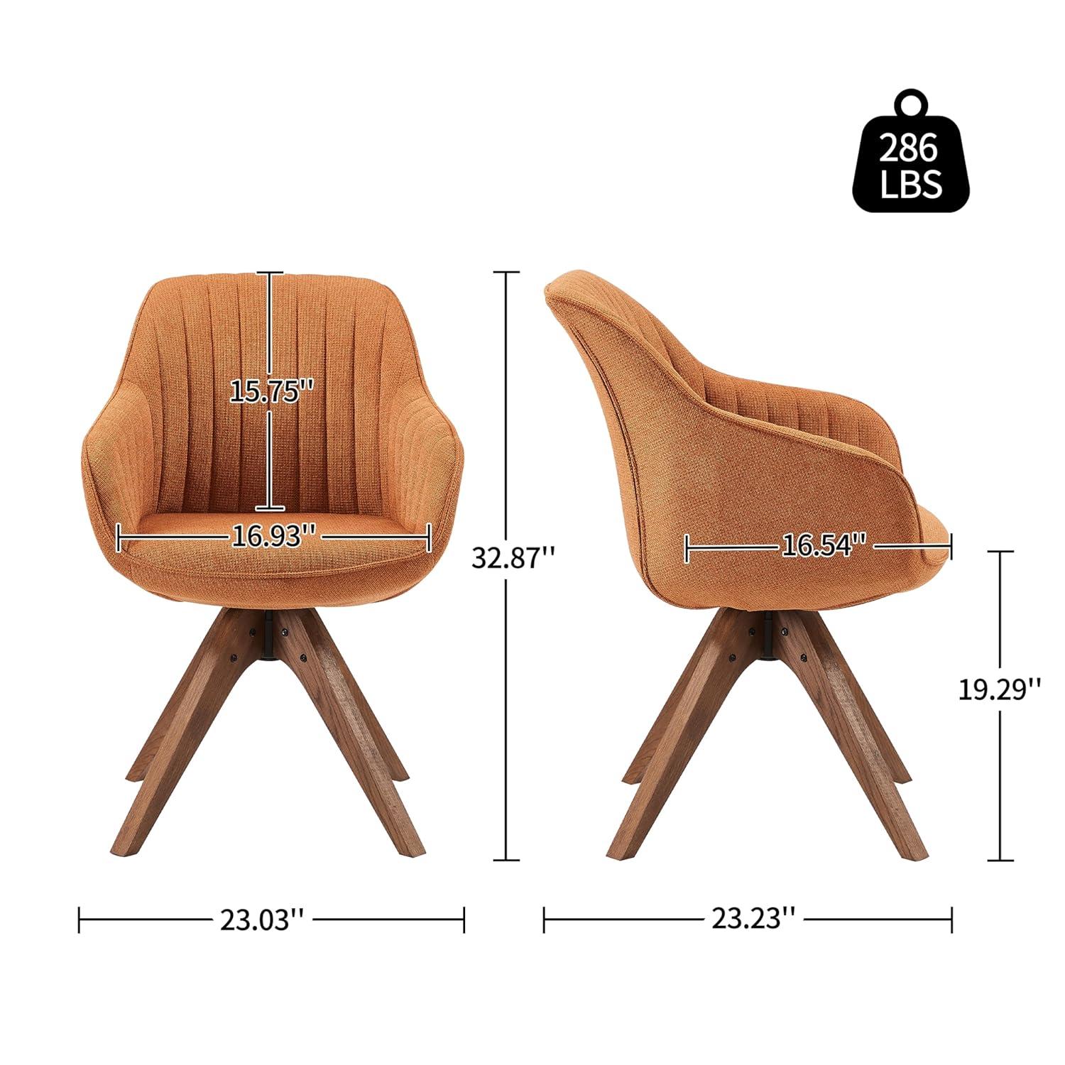 Art Leon Modern Swivel Fabric Accent Desk Chair with Beech Wood Legs, Yellow