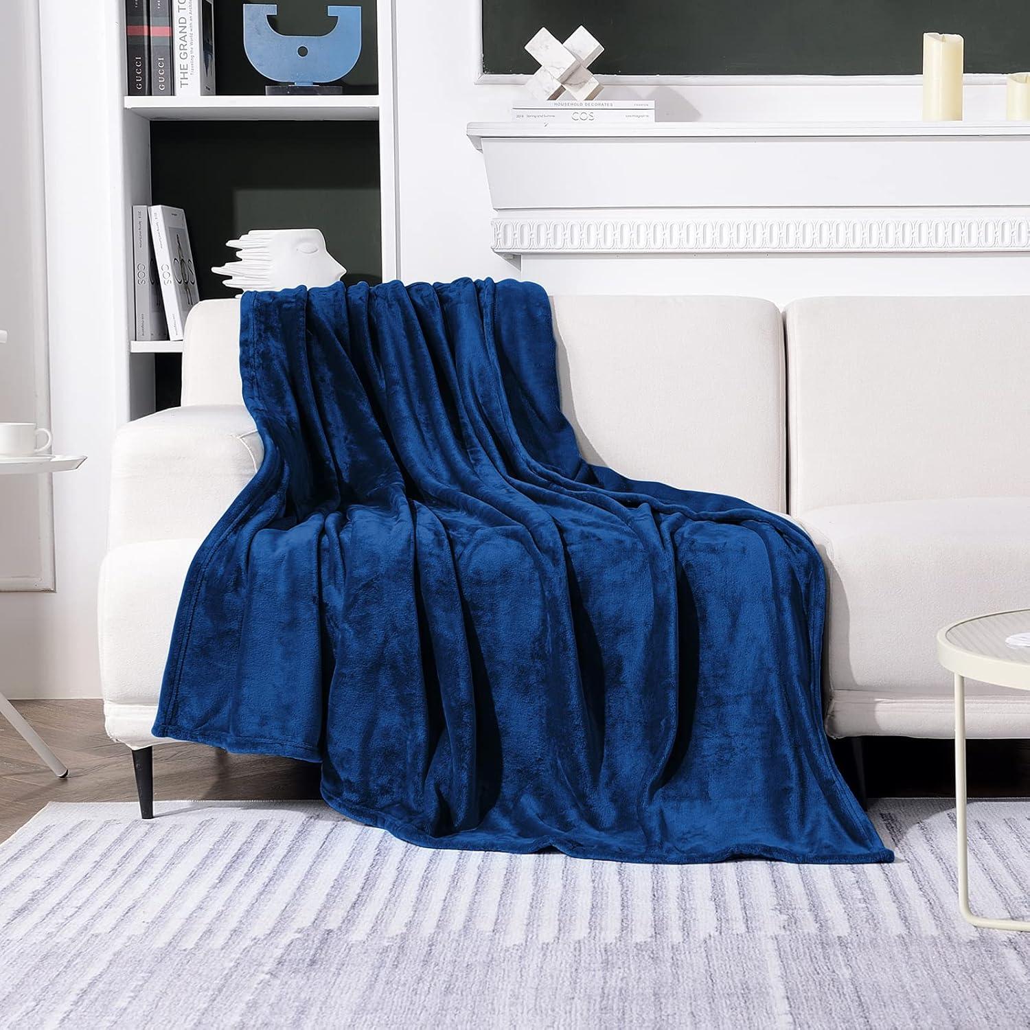 Navy Blue Flannel Fleece Blanket 50" x 60"