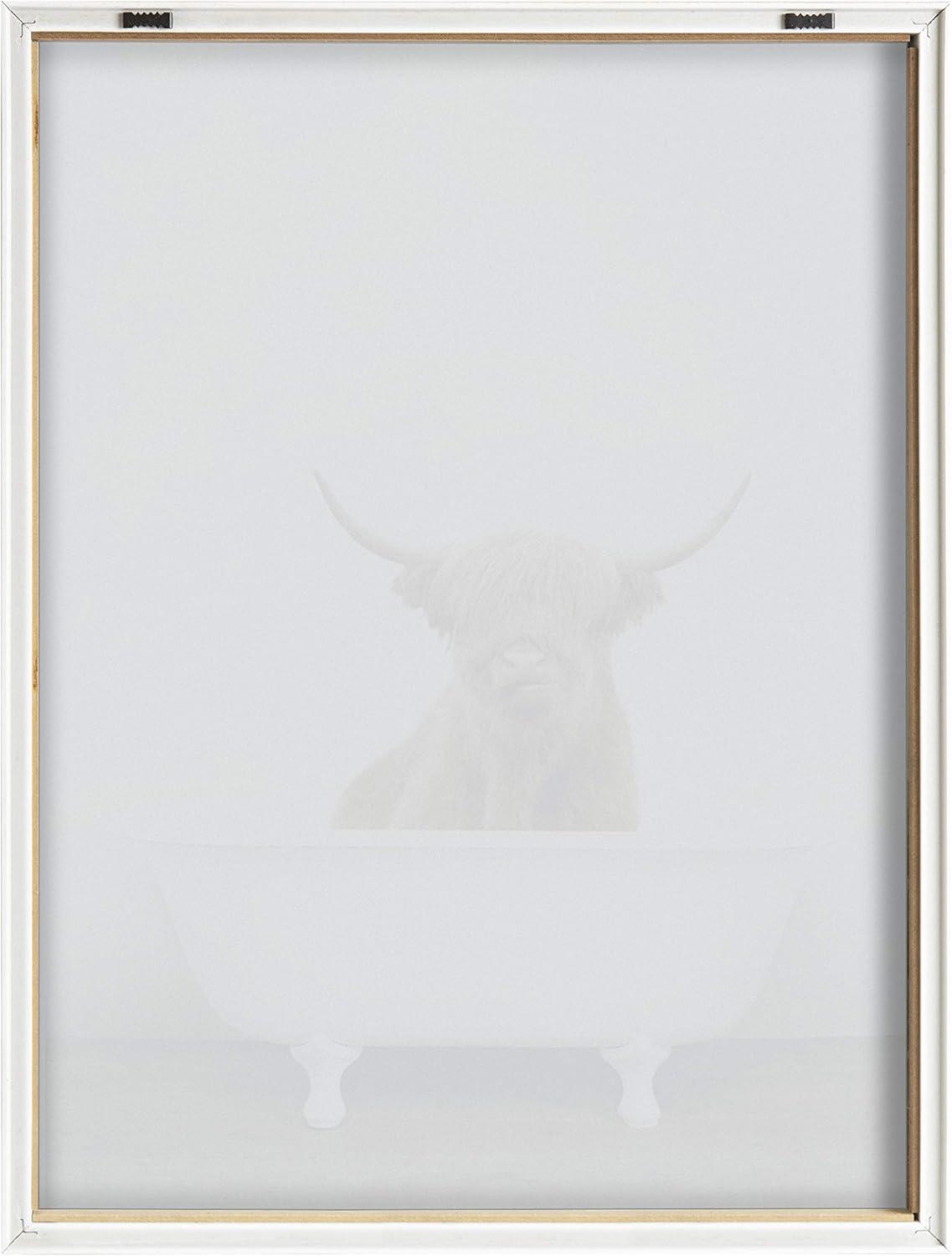 18" x 24" Blake Highland Cow in Tub Color Framed Printed Glass by Amy Peterson Art Studio - Kate & Laurel All Things Decor