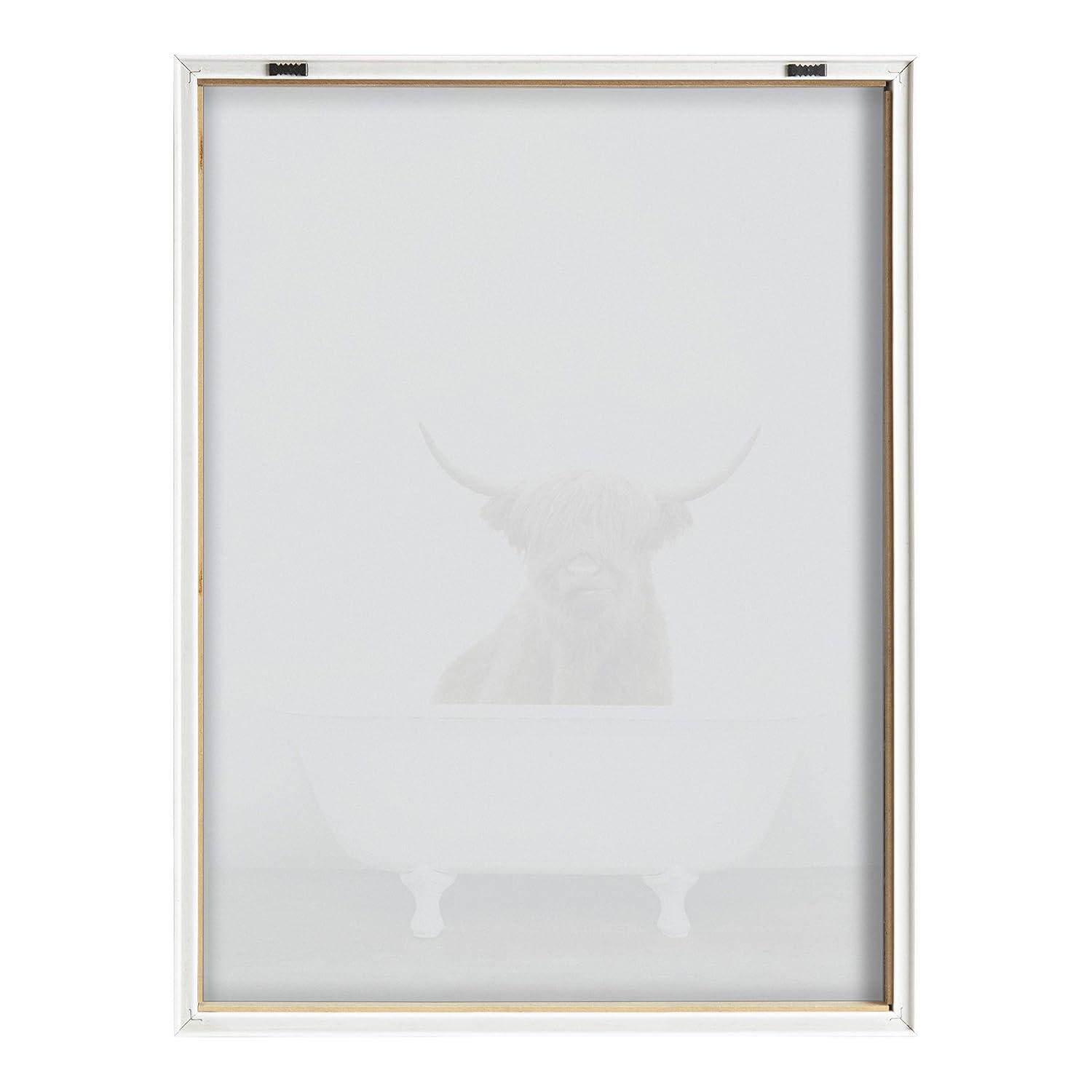 18" x 24" Blake Highland Cow in Tub Color Framed Printed Glass by Amy Peterson Art Studio Natural - Kate & Laurel All Things Decor: