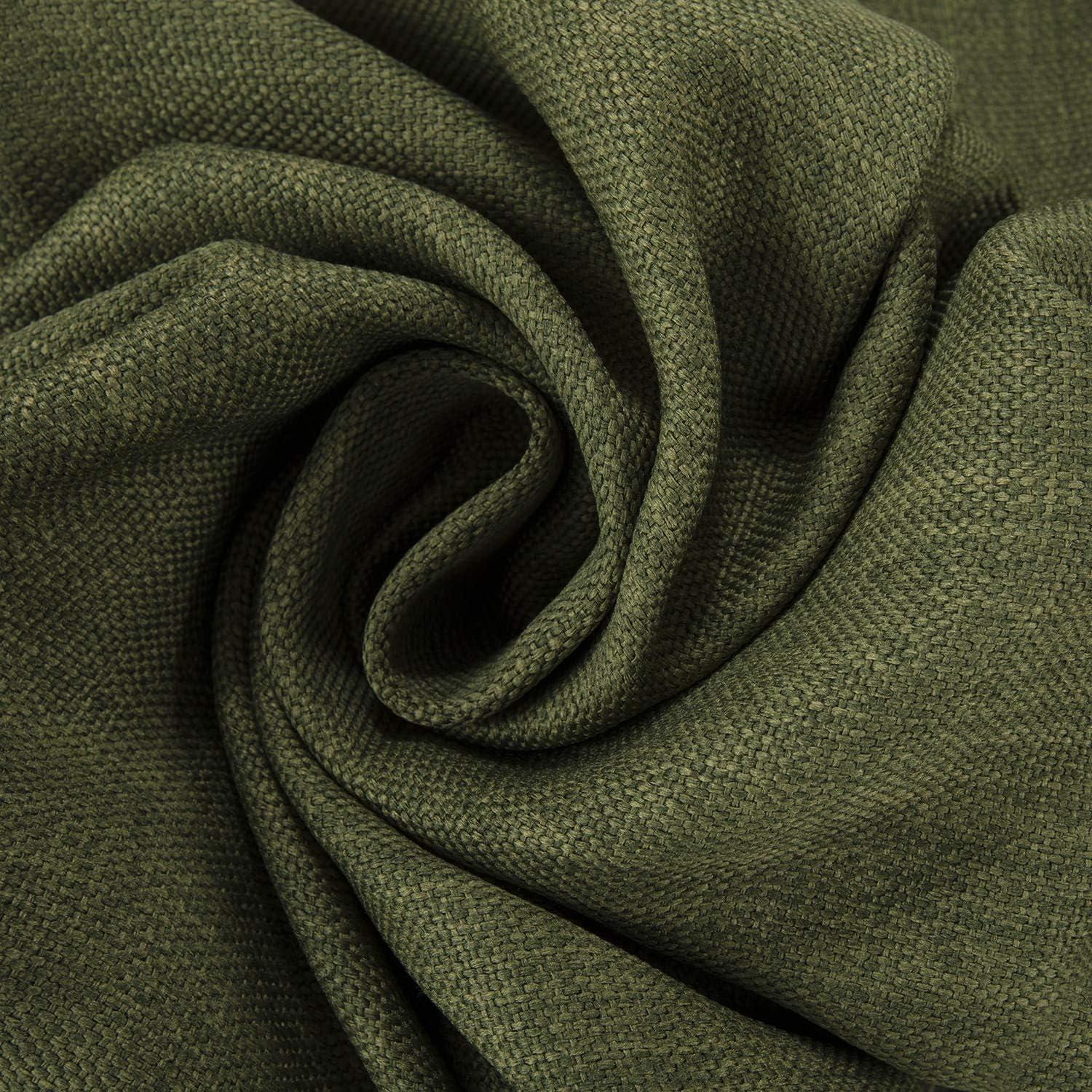 Tuscany Green Faux Linen Blackout Grommet Curtain Panel