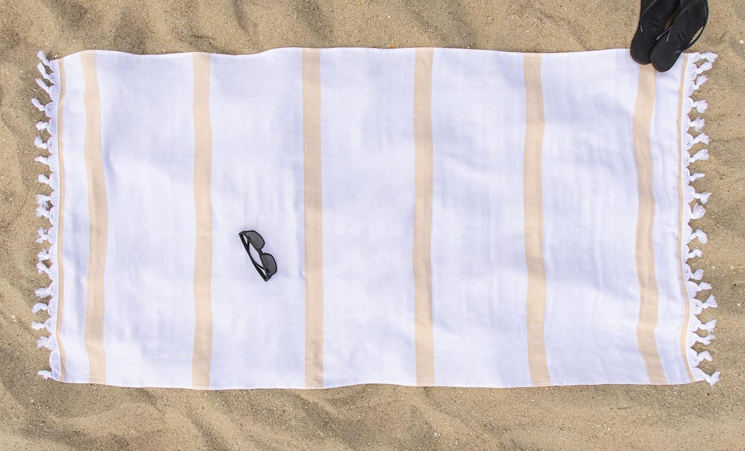 Impressions Ula Stripe Fouta Beach Towel with Tassels