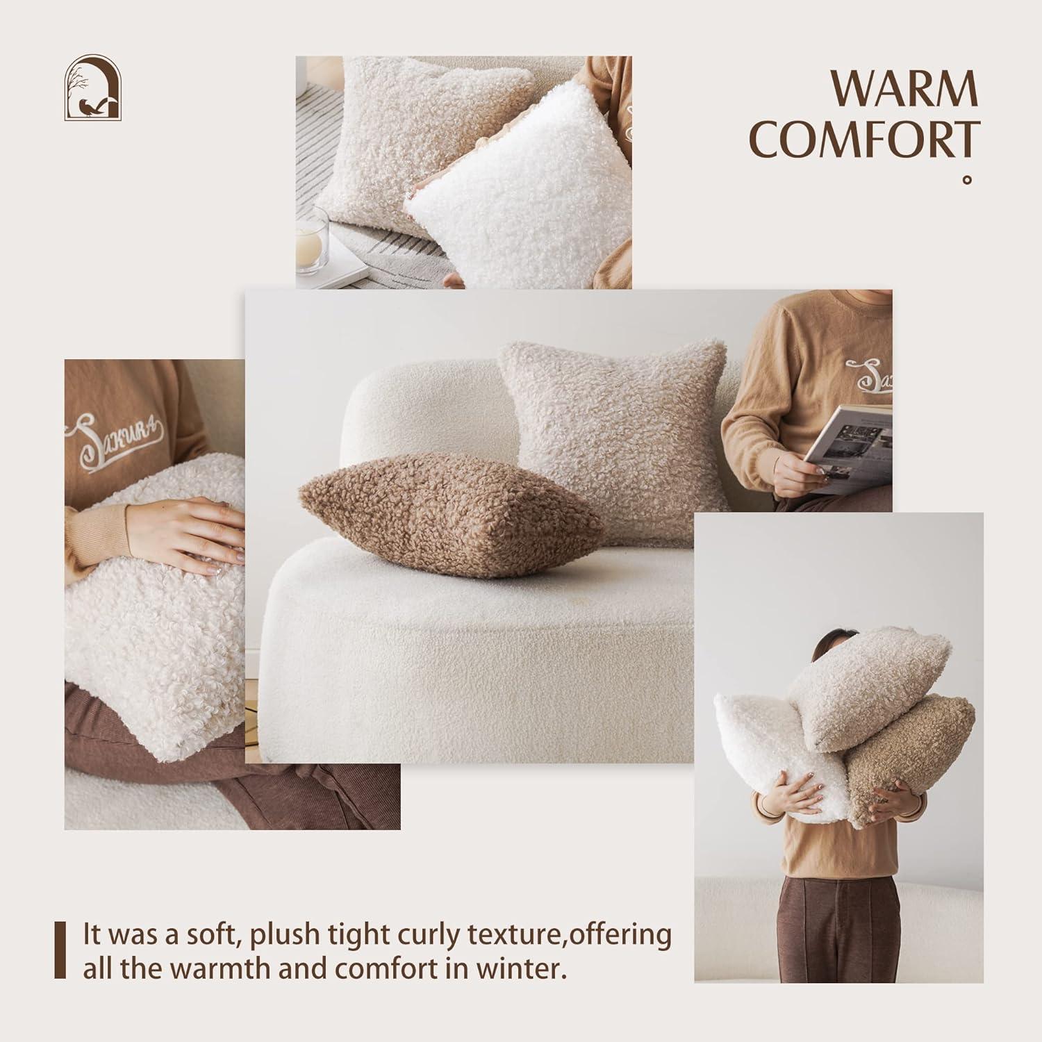 NordECO HOME Faux Fur Throw Pillow Covers Soft Teddy Polyester Square Throw Pillow Cover & Reviews | Wayfair