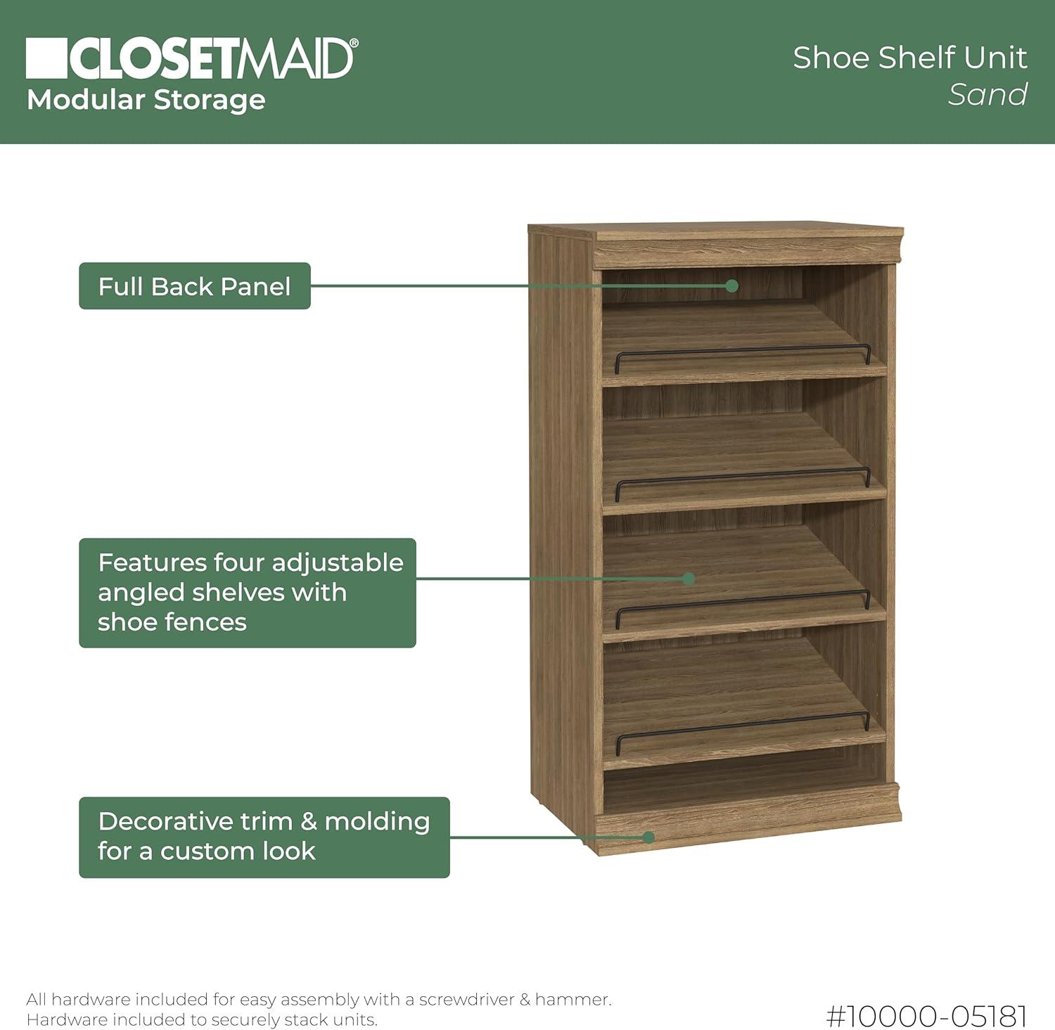 Modular Storage 21.38" W Shoe Shelf Unit with 4 Shelves