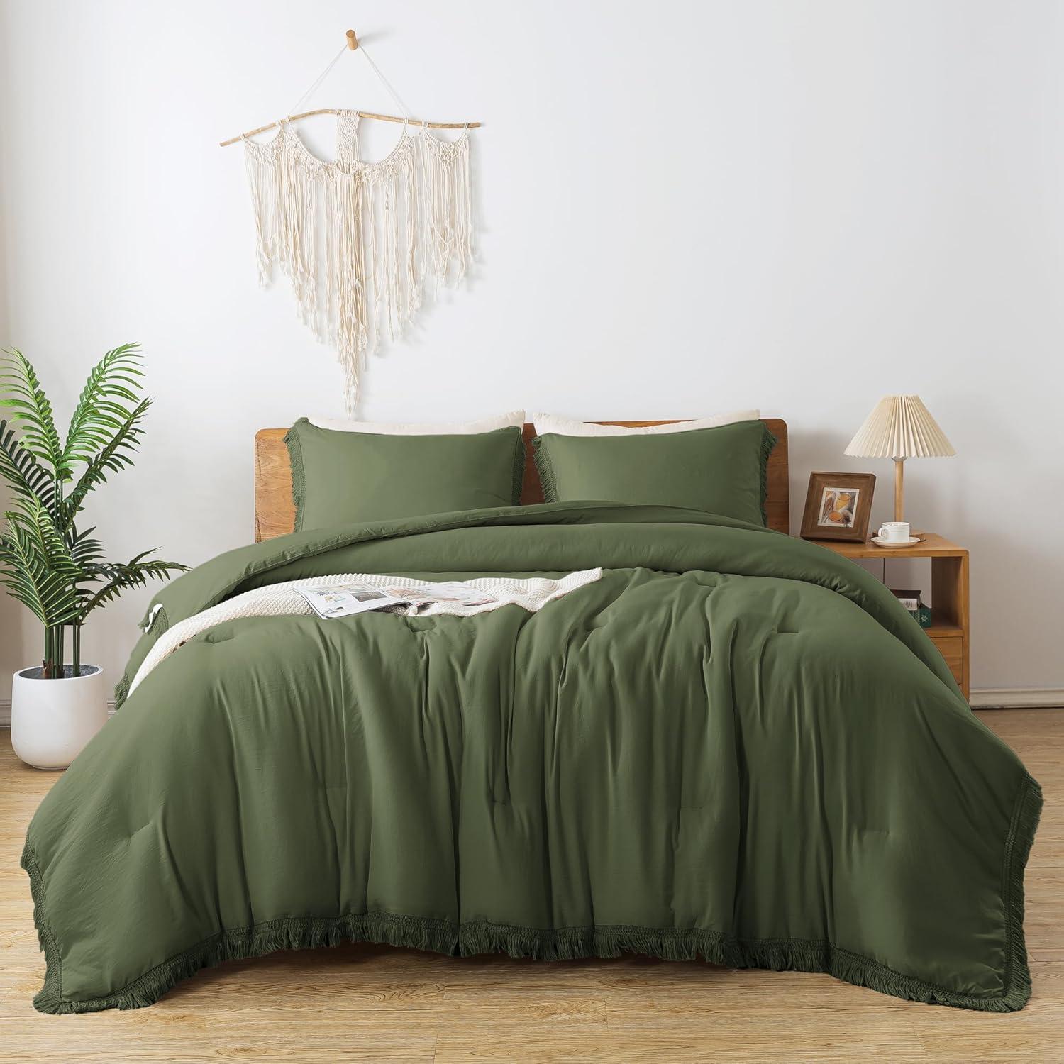 Bedding Comforter Set Olive Green - 3 Piece - Queen