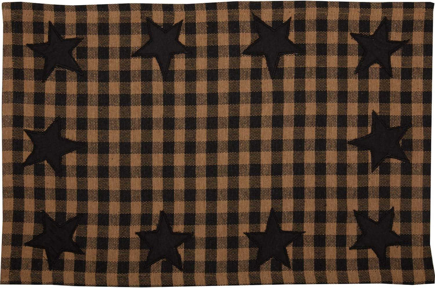 VHC Brands, Black Star, Cotton, 12x18, Placemat Set of 6, Black