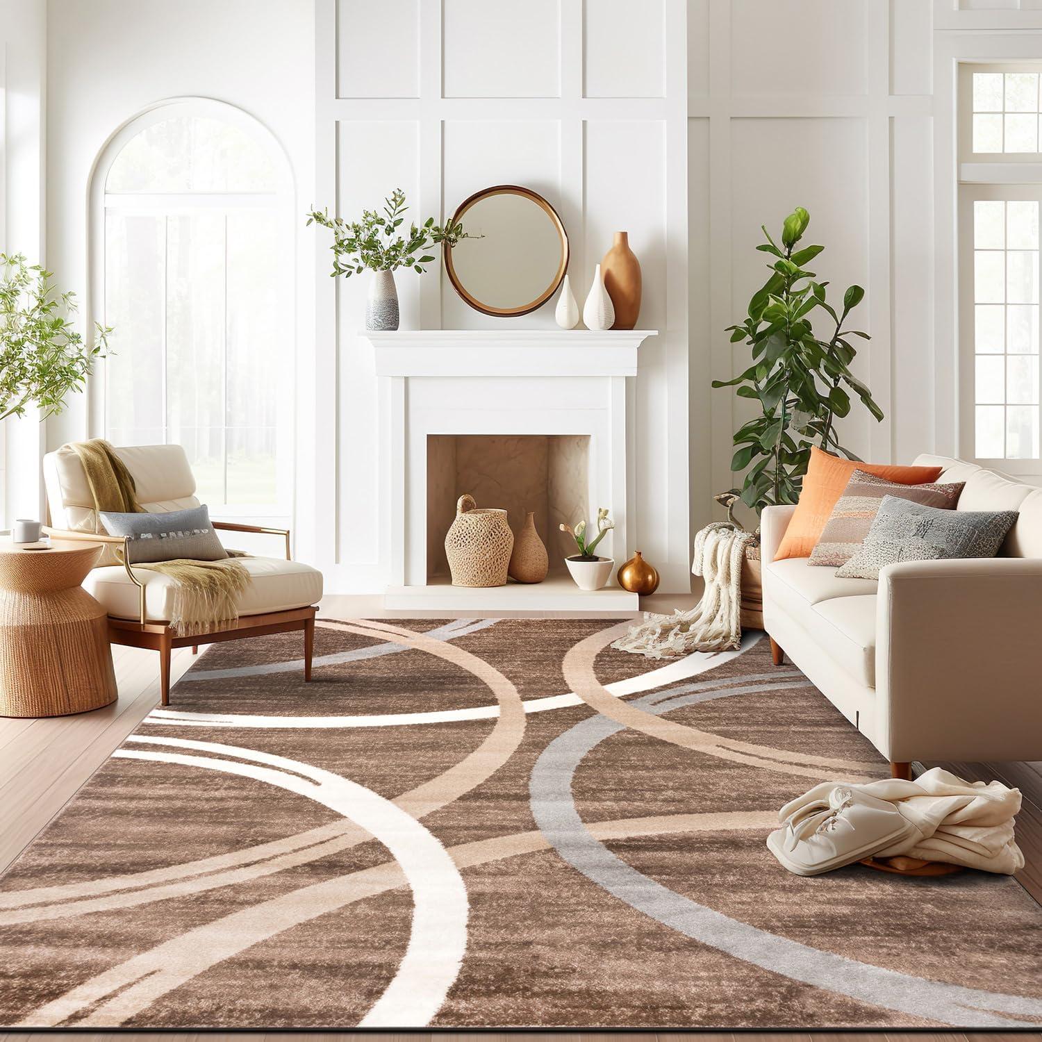 World Rug Gallery Contemporary Abstract Circles Design Area Rug