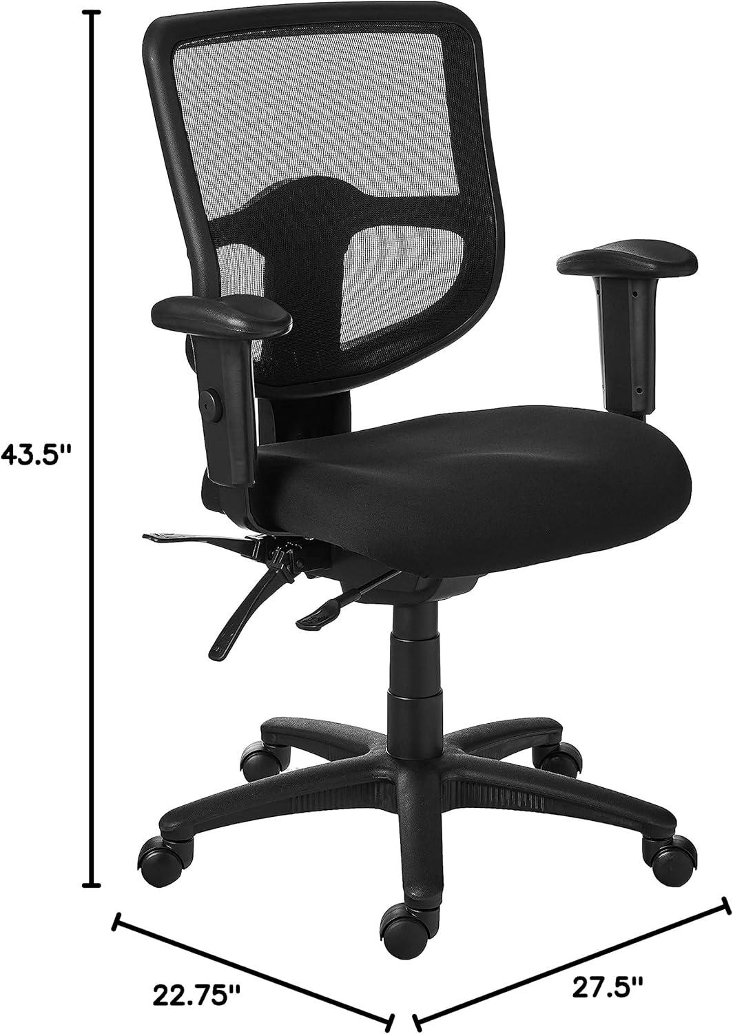 Ergonomic Black Mesh and Fabric Task Chair with Adjustable Arms