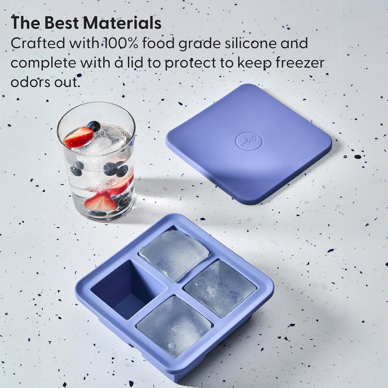 Speckled White Silicone Extra Large Ice Cube Tray with Lid