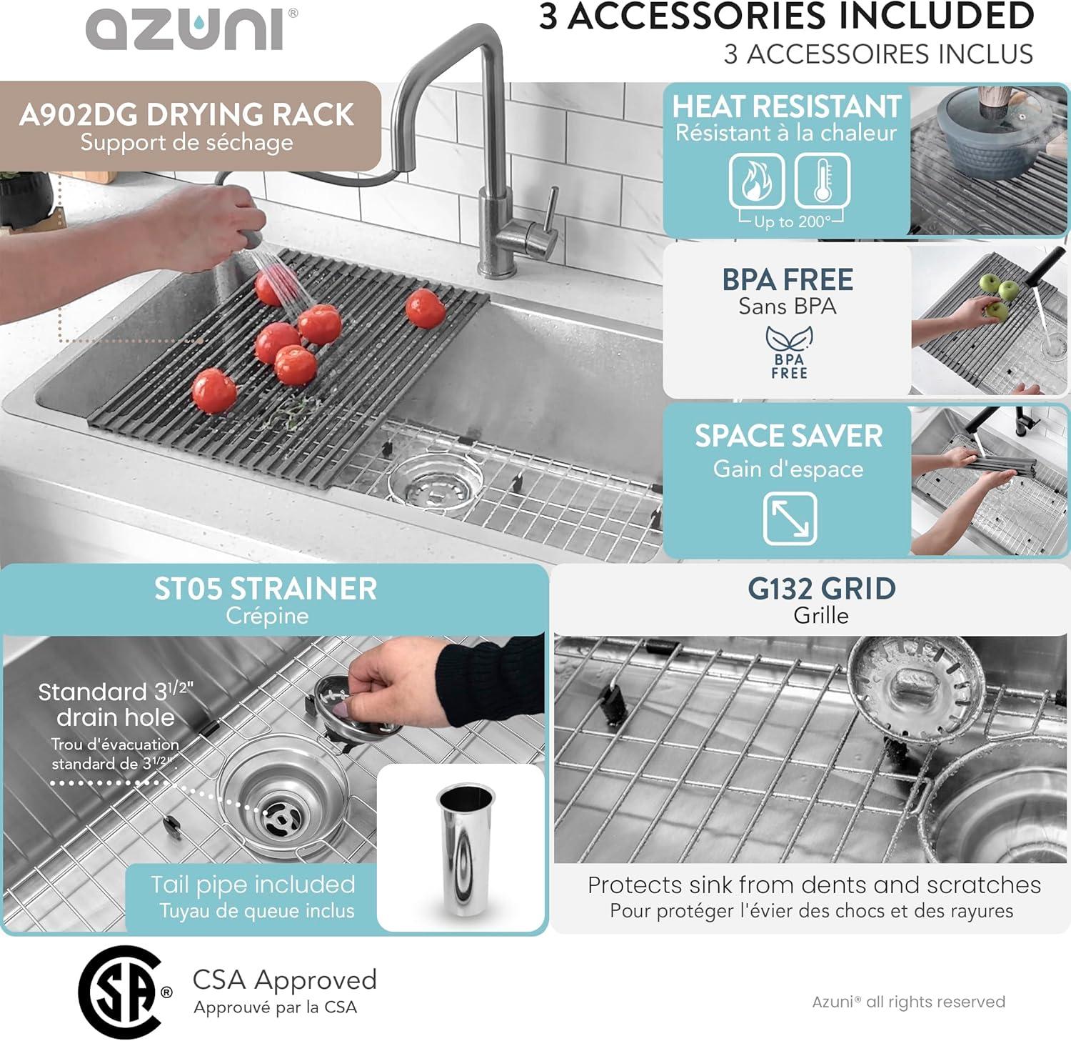 AZUNI Dual Mount Single-Bowl Stainless Steel Kitchen Sink