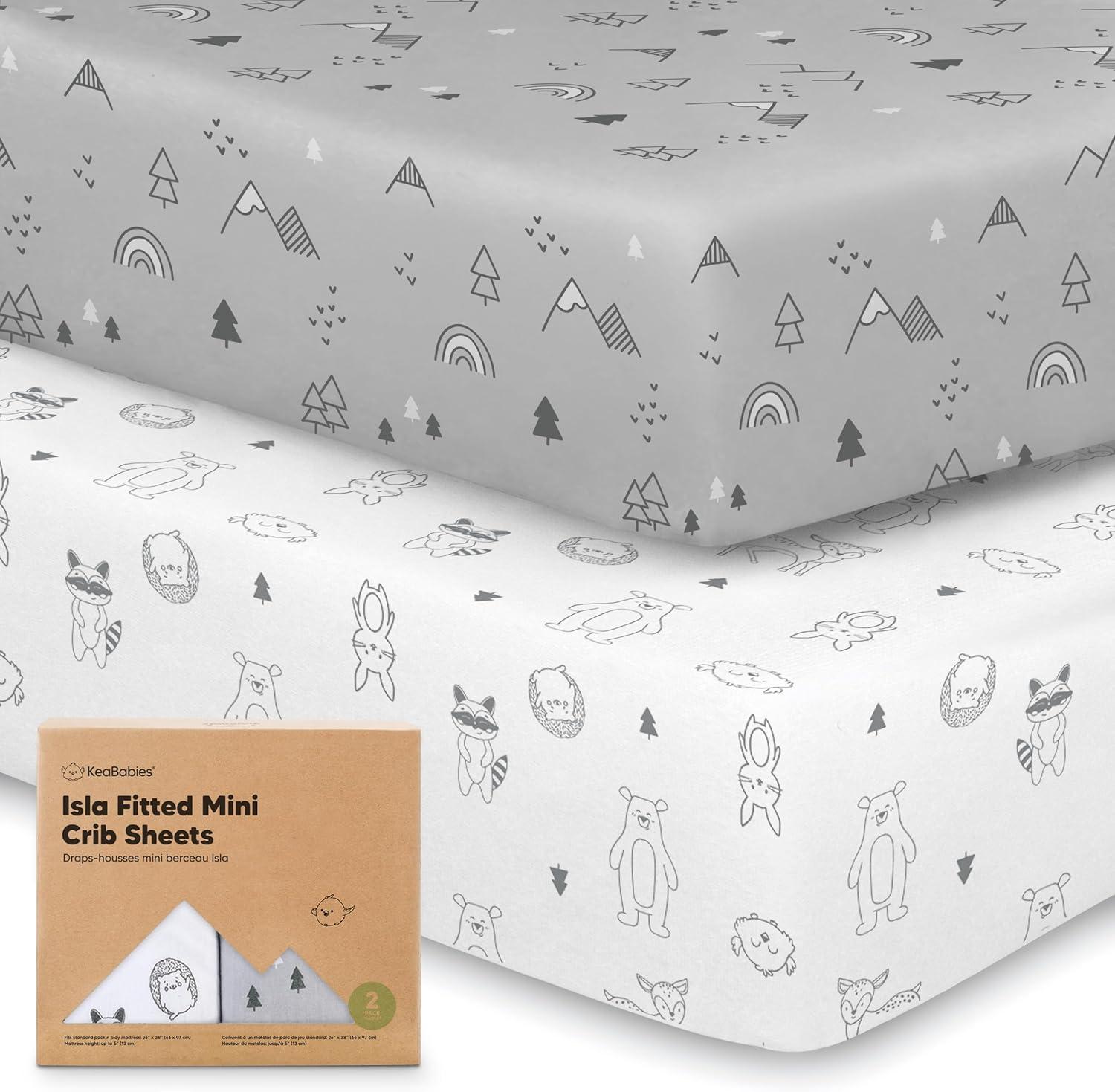 KeaBabies 2-Pack Isla Mini Crib Sheets, Pack and Play Sheets Fitted, Pack N Play Sheets, Fitted Crib Sheet (Rust)