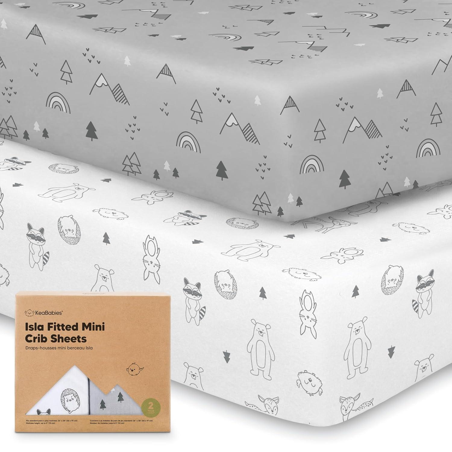 KeaBabies 2-Pack Isla Mini Crib Sheets, Pack and Play Sheets Fitted, Pack N Play Sheets, Fitted Crib Sheet (Rust)