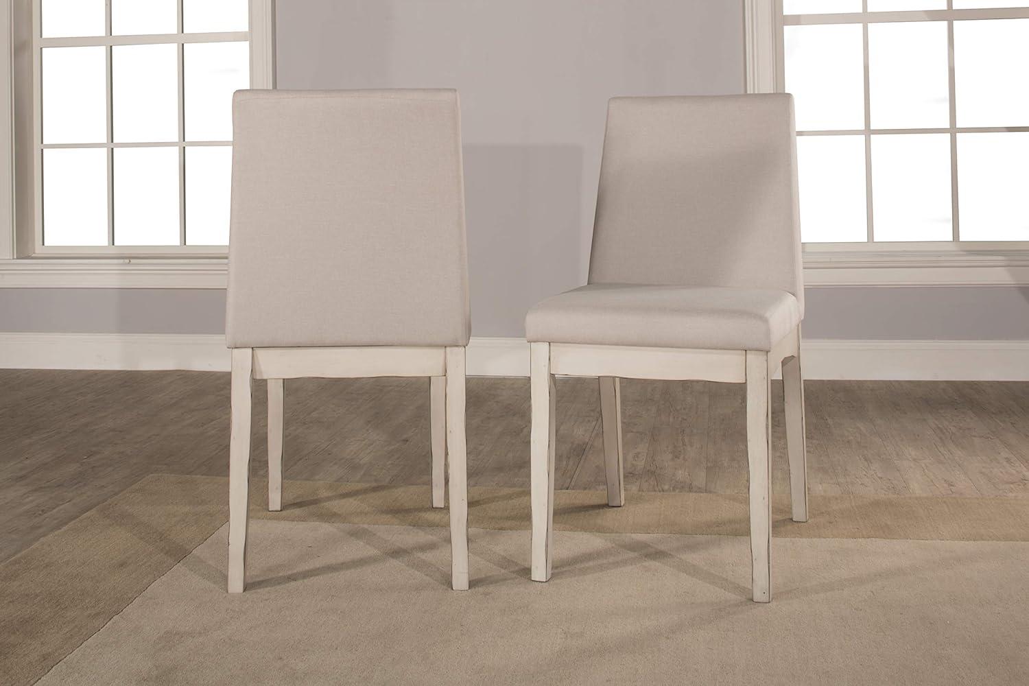 Clarion Sea White Wood Upholstered Parsons Dining Chair Set