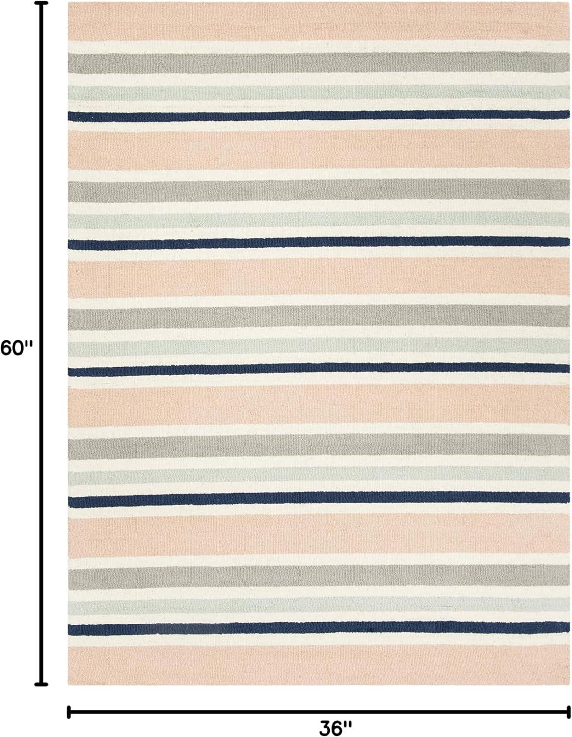 SAFAVIEH Kids Multi Striped Wool Area Rug, Ivory/Multi, 3' x 5'