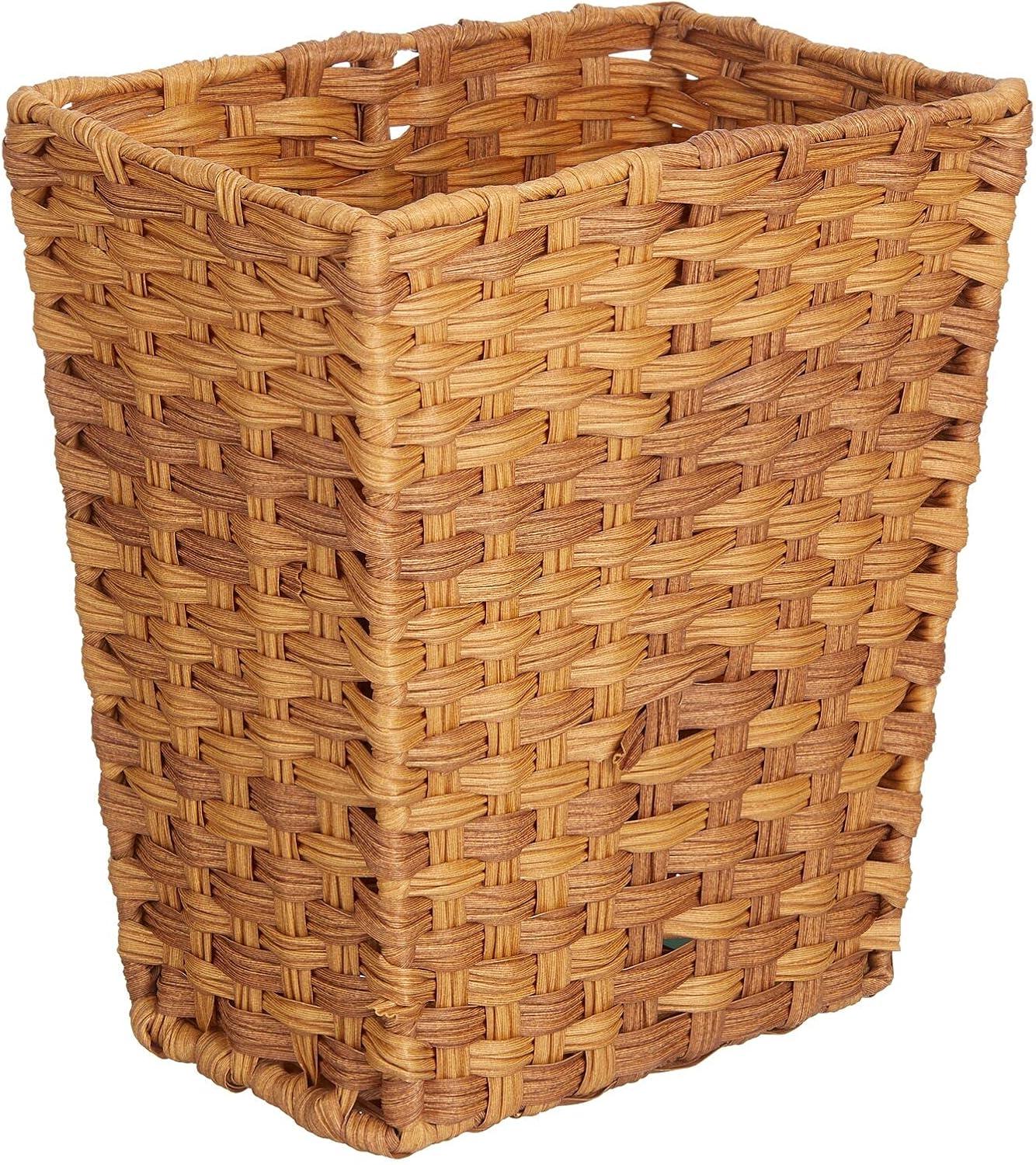 Camel Woven Plastic Rectangular Waste Basket