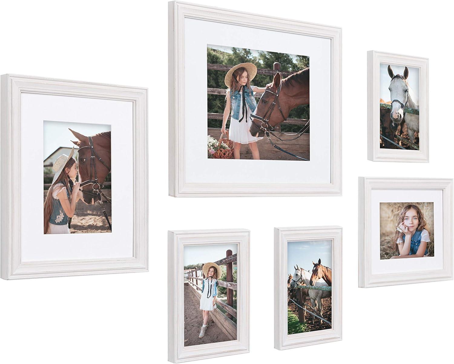 6pc Bordeaux Frame Box Set White - Kate & Laurel All Things Decor: Modern Wall Gallery Kit, Wood Frames with Glass