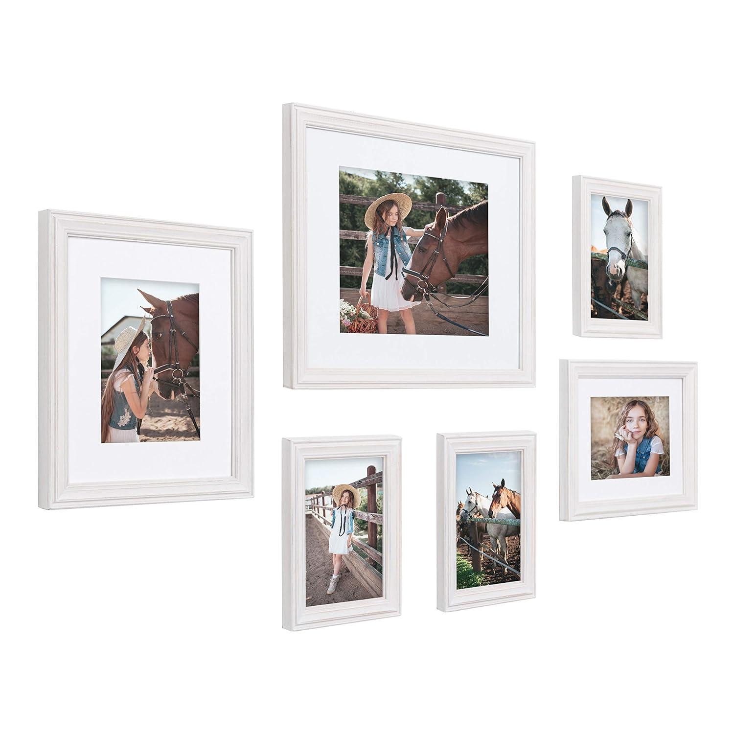 6pc Bordeaux Frame Box Set White - Kate & Laurel All Things Decor: Modern Wall Gallery Kit, Wood Frames with Glass