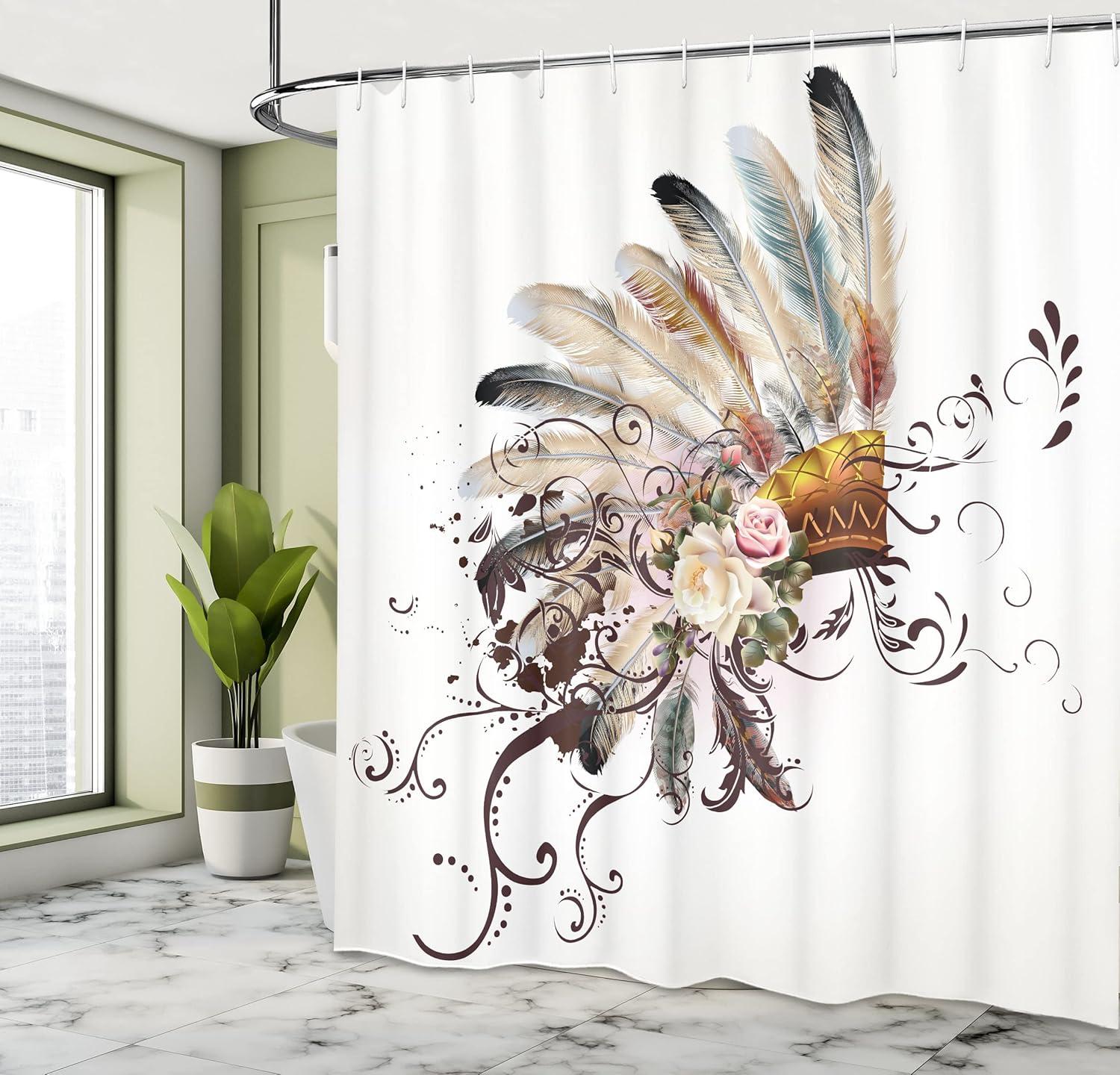 Ambesonne Grey Shower Curtain, Waves Dots Xmas, 69"Wx84"L, Grey White