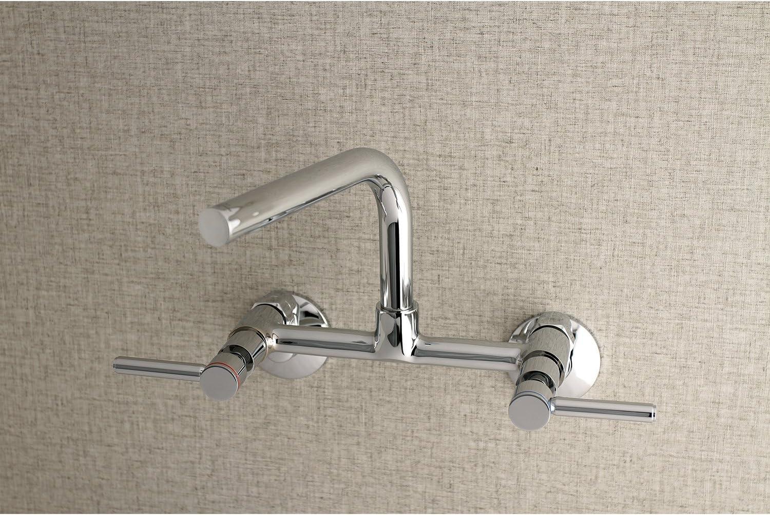 Kingston Brass KS812PN Kingston Brass Concord Double-Handle 2-Hole Wall-Mount Bridge Kitchen Faucet