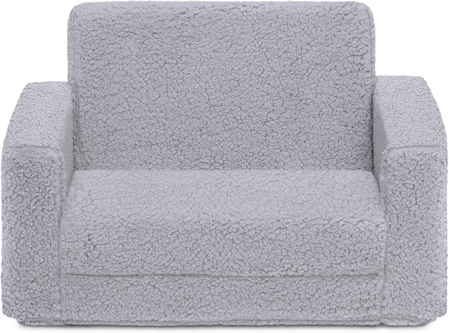 Delta Children Kids' Cozee Flip-Out Faux Shearling 2-in-1 Convertible Chair - Gray