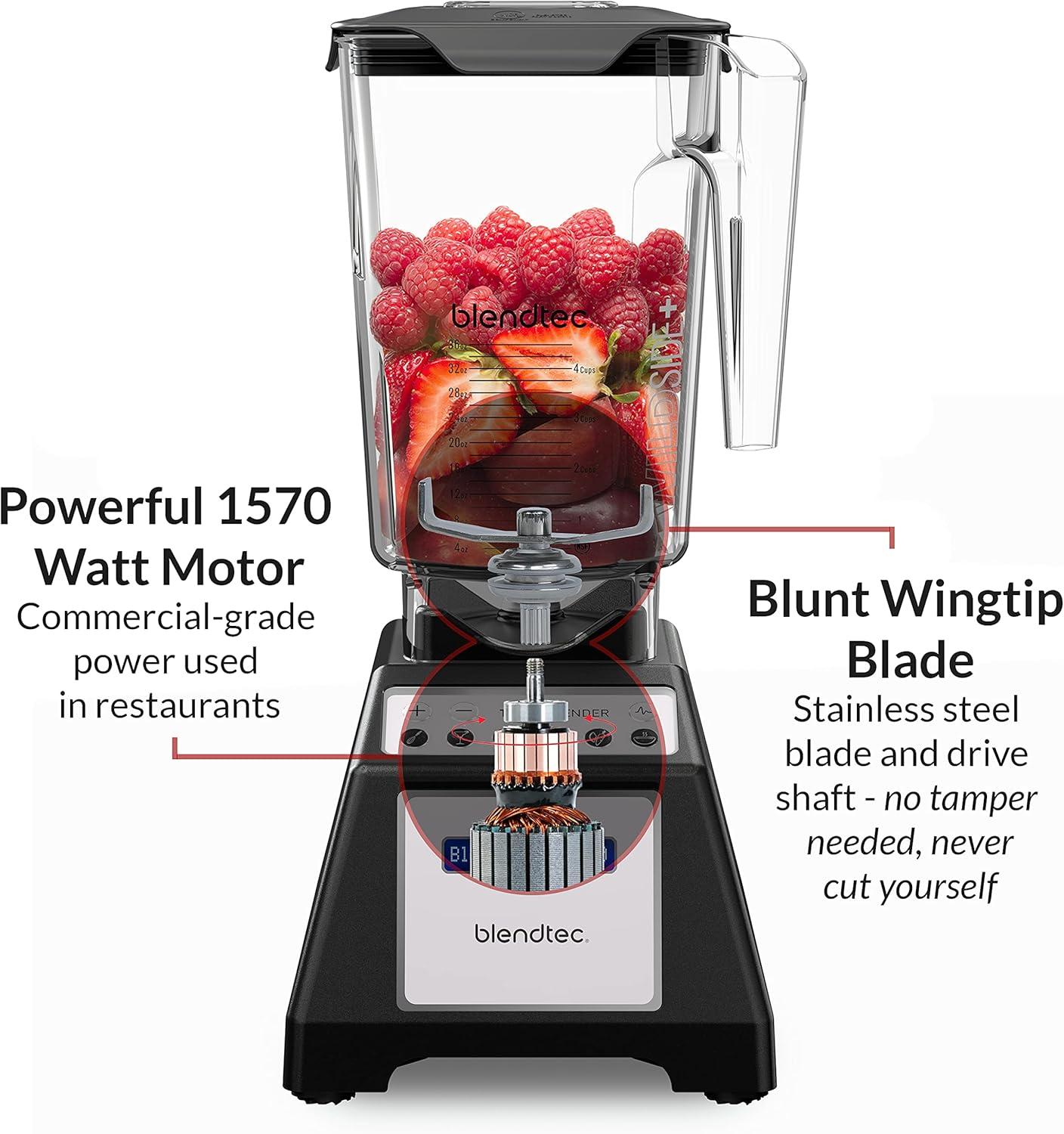 Blendtec Total Classic Original Blender - WildSide+ Jar (90 oz) and Blendtec GO™ Travel Bottle (34 oz) BUNDLE - Professional-Grade Power - 6 Pre-programmed Cycles - 10-speeds - Black