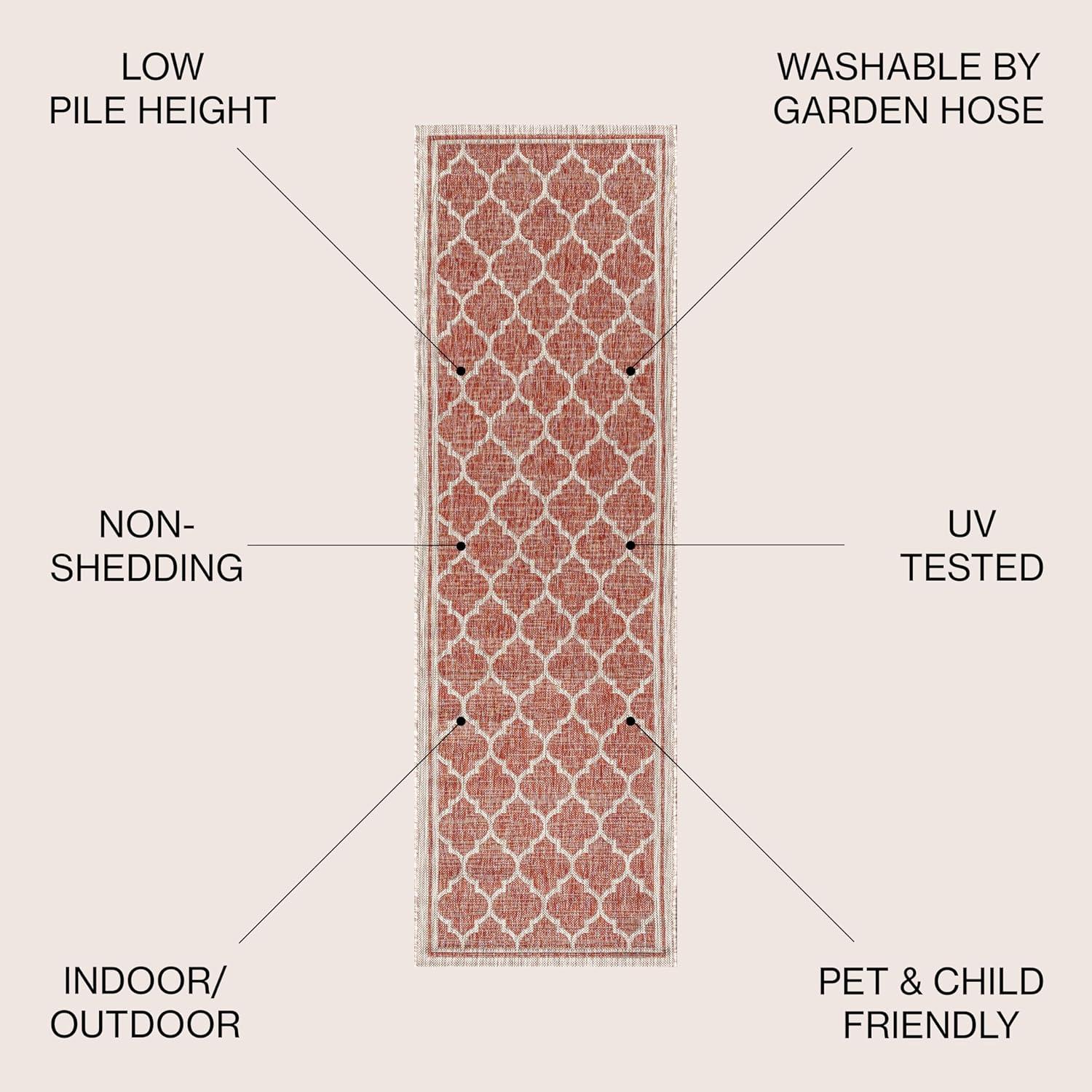 Trebol Moroccan Trellis Textured Weave Indoor/Outdoor Area Rug - JONATHAN Y