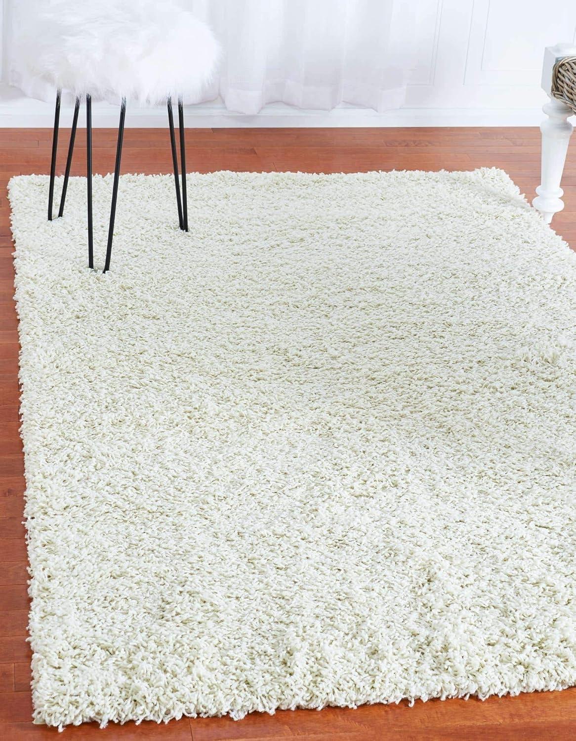 Unique Loom 4' 1 x 6' 1 Solid Shag Pure Ivory Area Rug