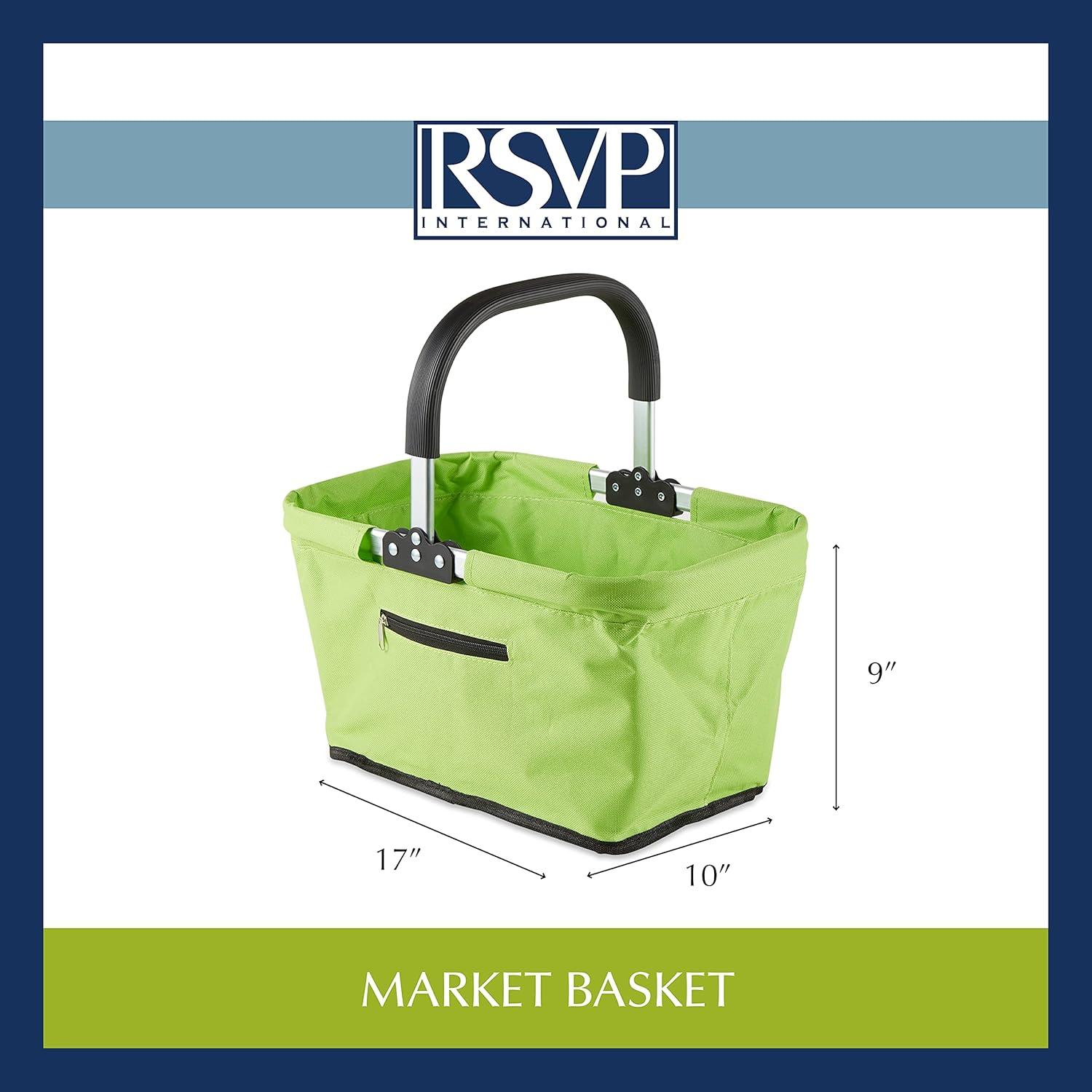 GatherMate Collapsible Red Polyester Market Basket with Aluminum Frame