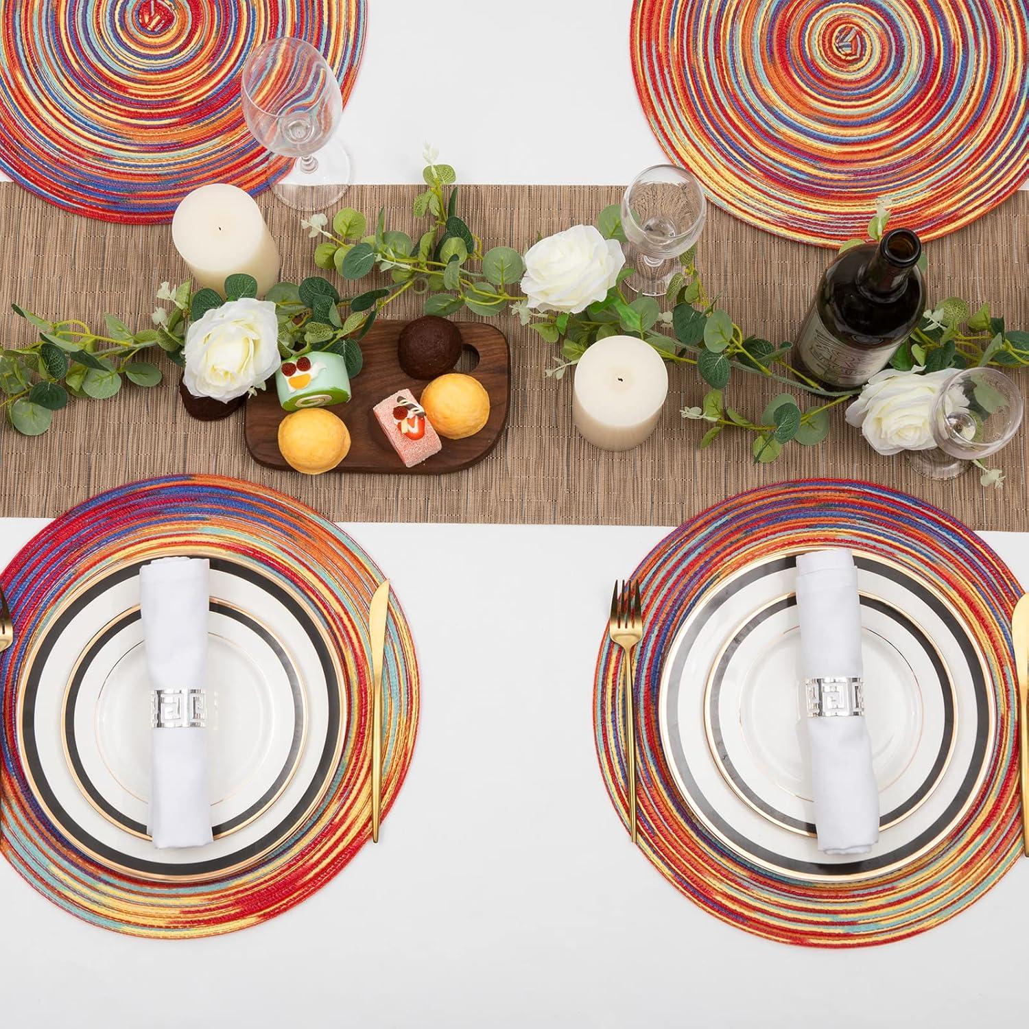 Rainbow Round Cotton and Polypropylene Placemats Set of 6