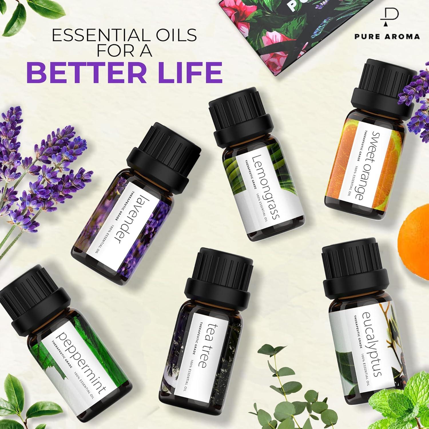 Pure Aroma 6-Pack Multi-Scent Essential Oil Set