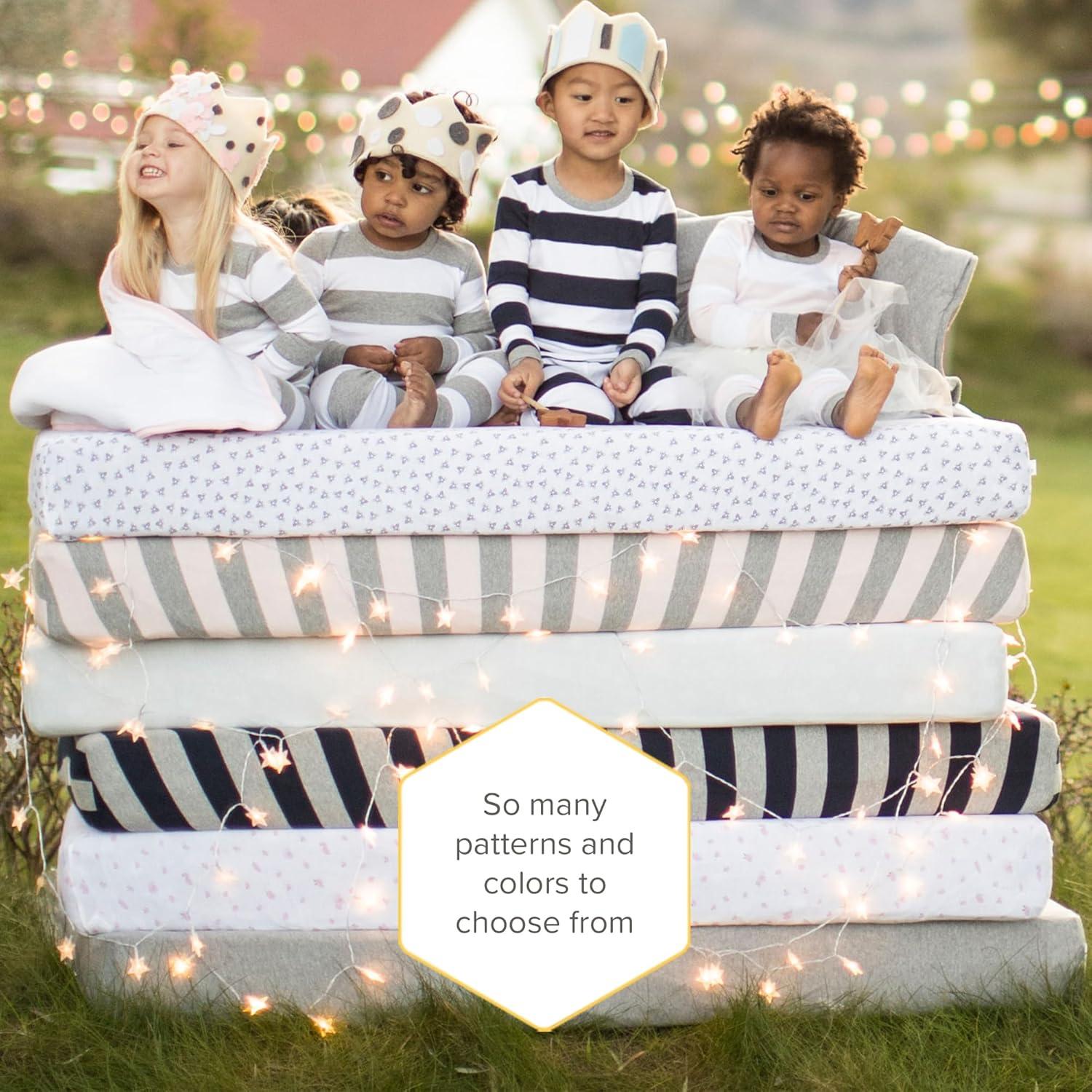Burt's Bees Baby 100% Organic Cotton Solid Fitted Unisex Crib Sheets, Heather Grey, 2-Pack