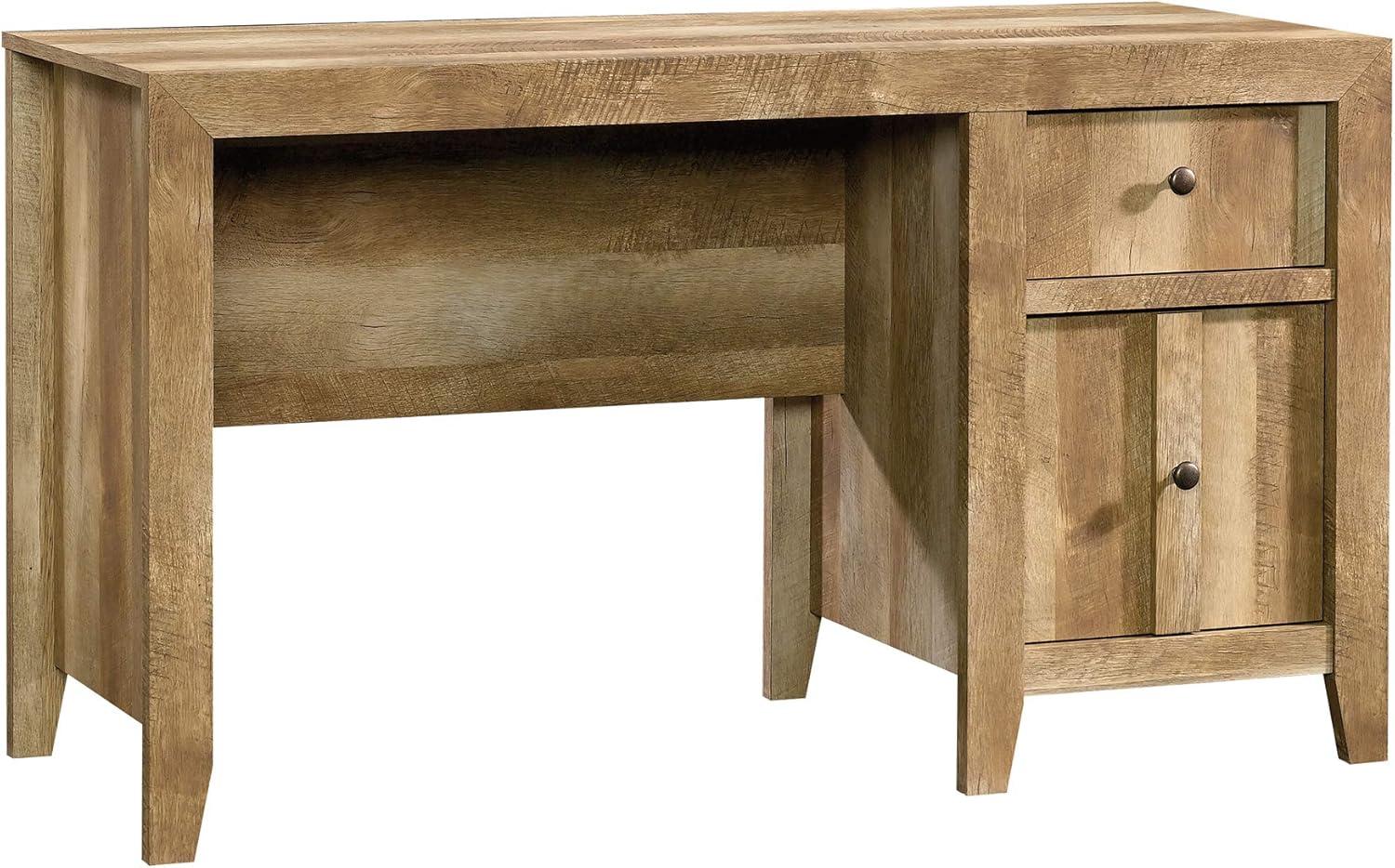 Sauder Dakota Pass Desk Brown : Farmhouse Style, Adult Assembly, MDF Frame, Paper Veneer Surface, Drawer Storage