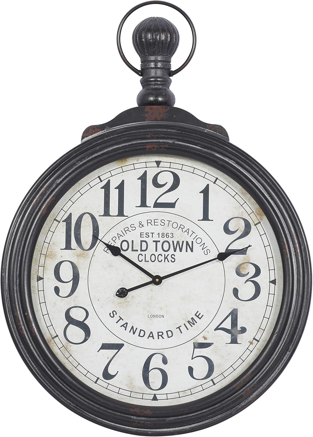 39" Brown MDF Vintage Pocket Watch Wall Clock