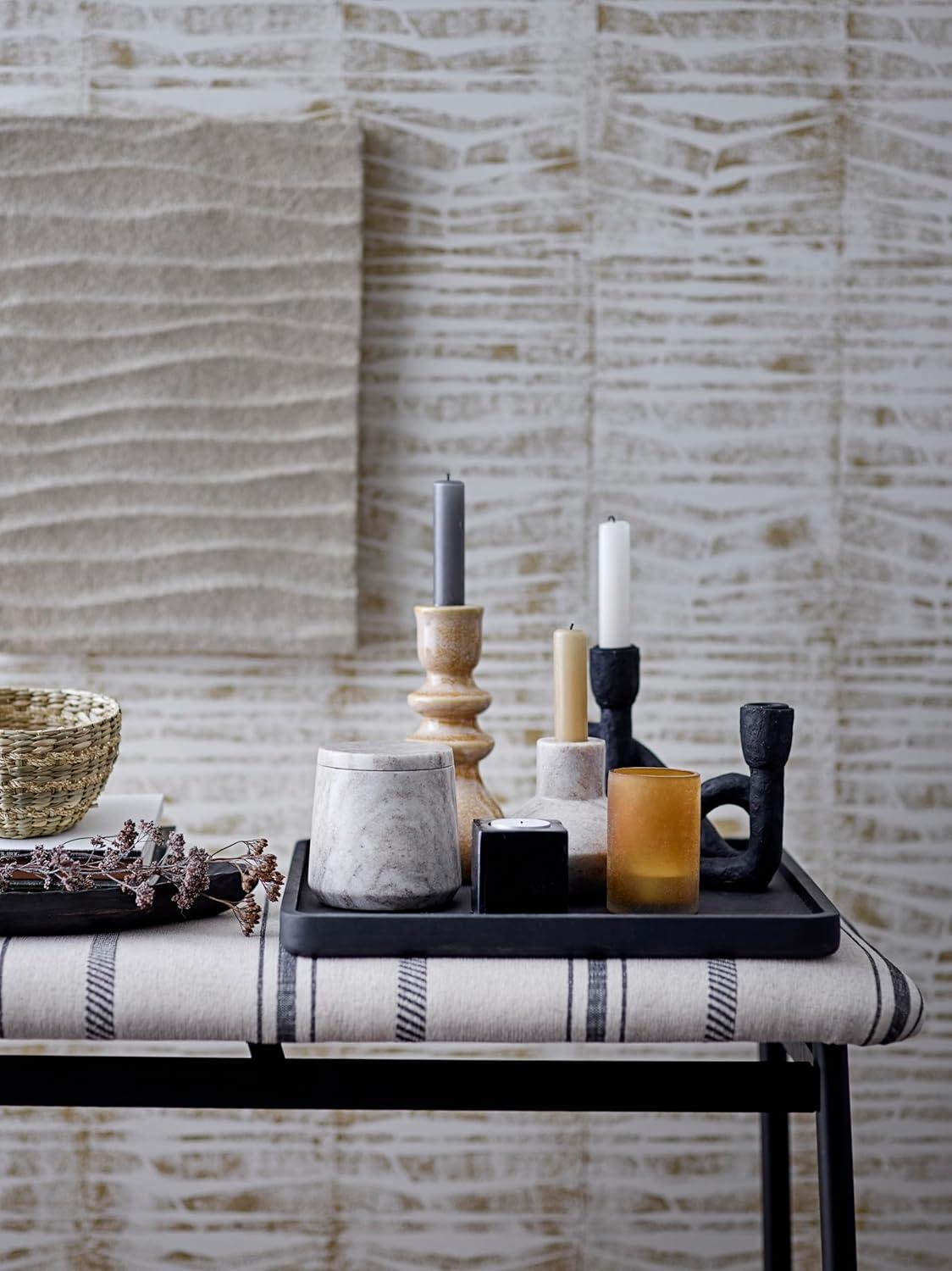 Storied Home Decorative Resin Double Taper Candle Holder, Black