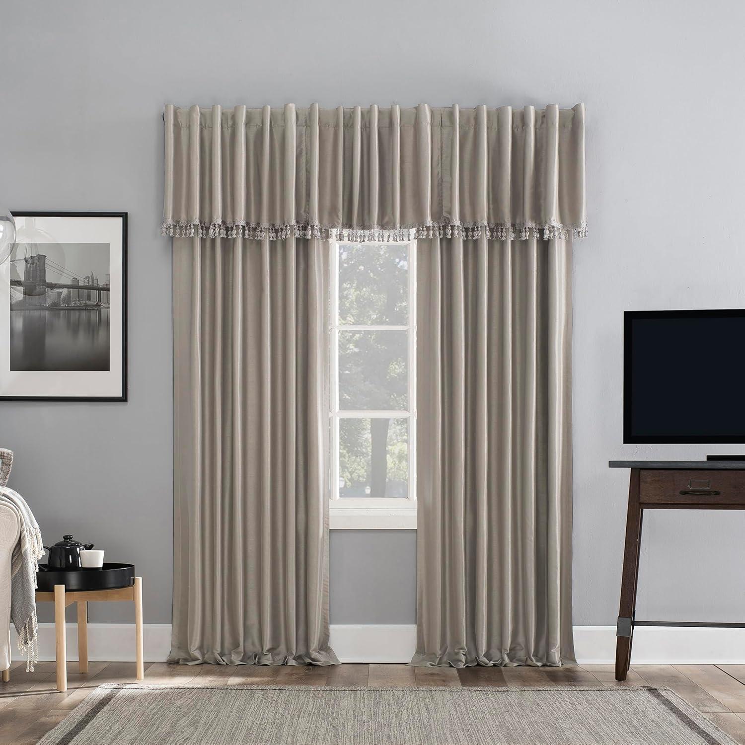 Faux Dupioni Silk Thermal Extreme 100% Blackout Back Tab Curtain Panel