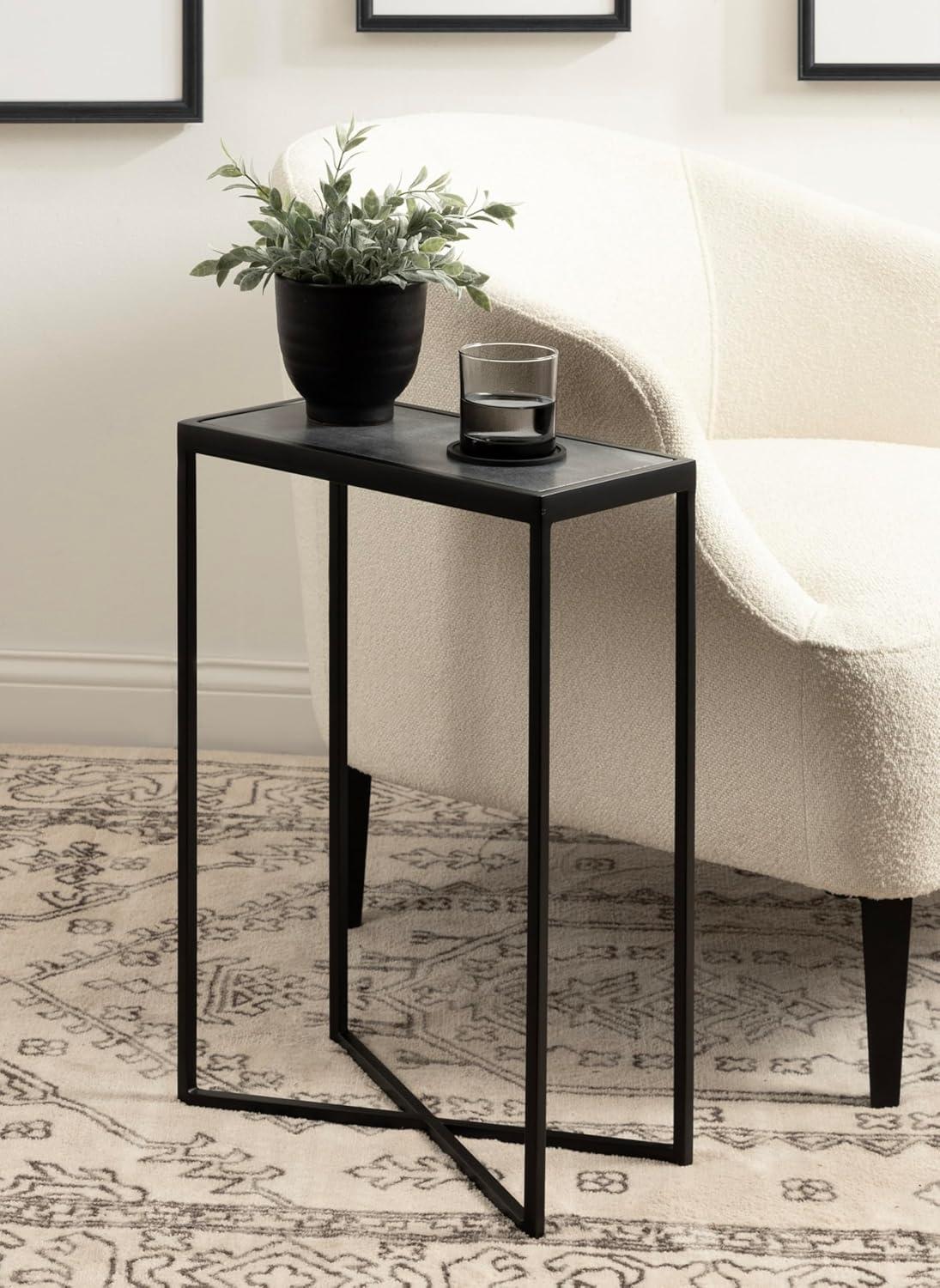 Kate and Laurel Jaspur Rectangle Metal Side Table, 16x8x24, Gold