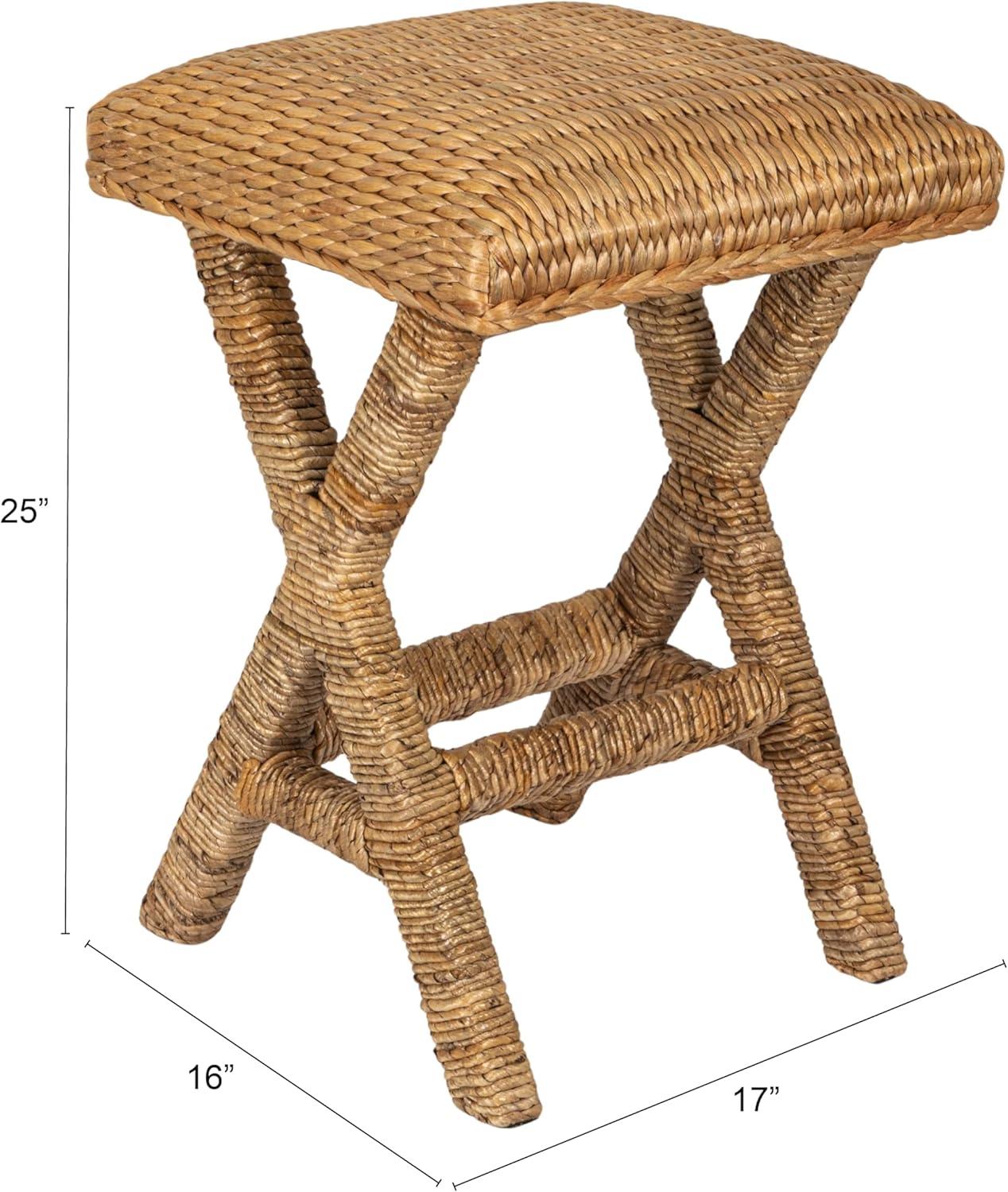 Natural Woven Water Hyacinth Backless Bar Stool