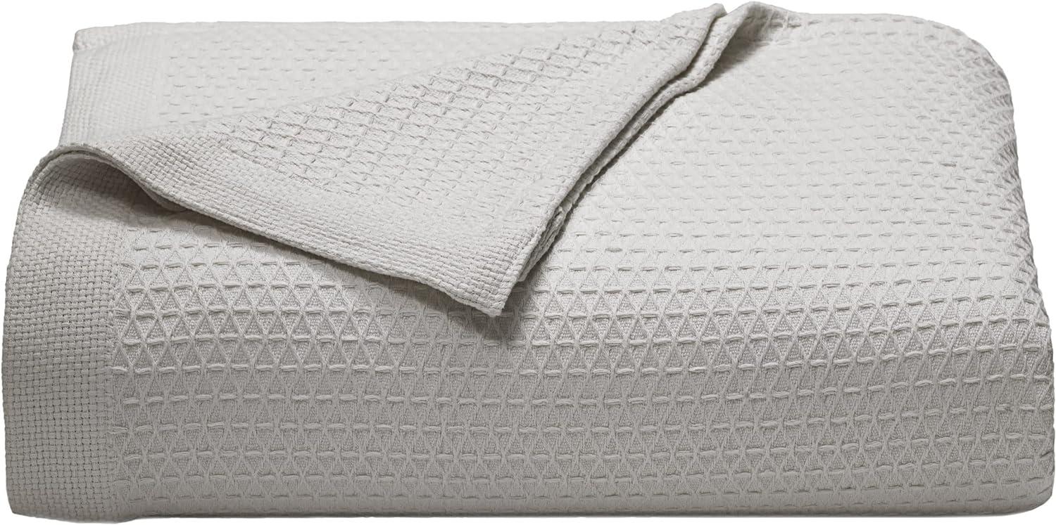 Classic Diamond Weave Cotton Queen Blanket in Gray