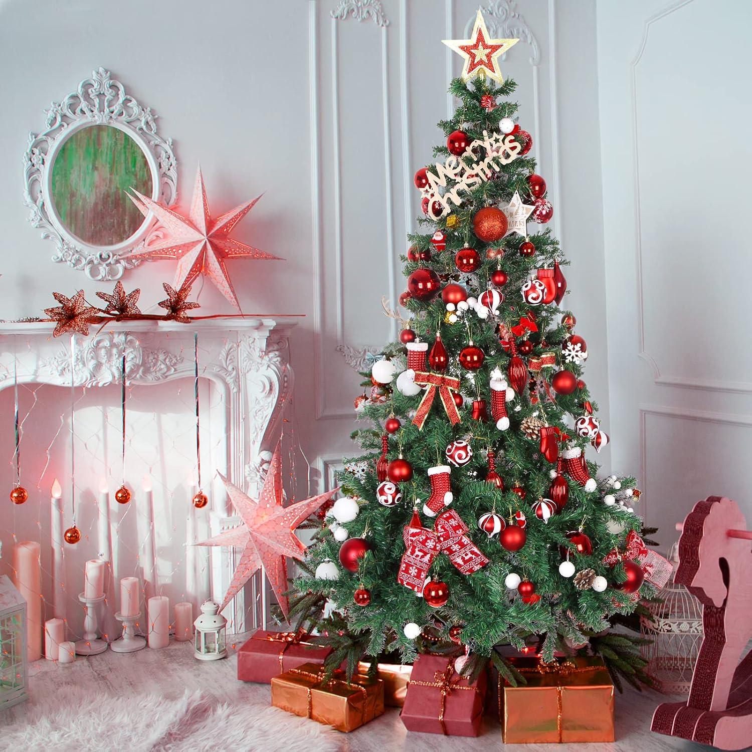 HauiWeiLyai Christmas Ball Ornaments 50pcs Christmas Tree Ornament Pendant Party Supplies Tree Hanging Plastic 1.6 Inch Savings