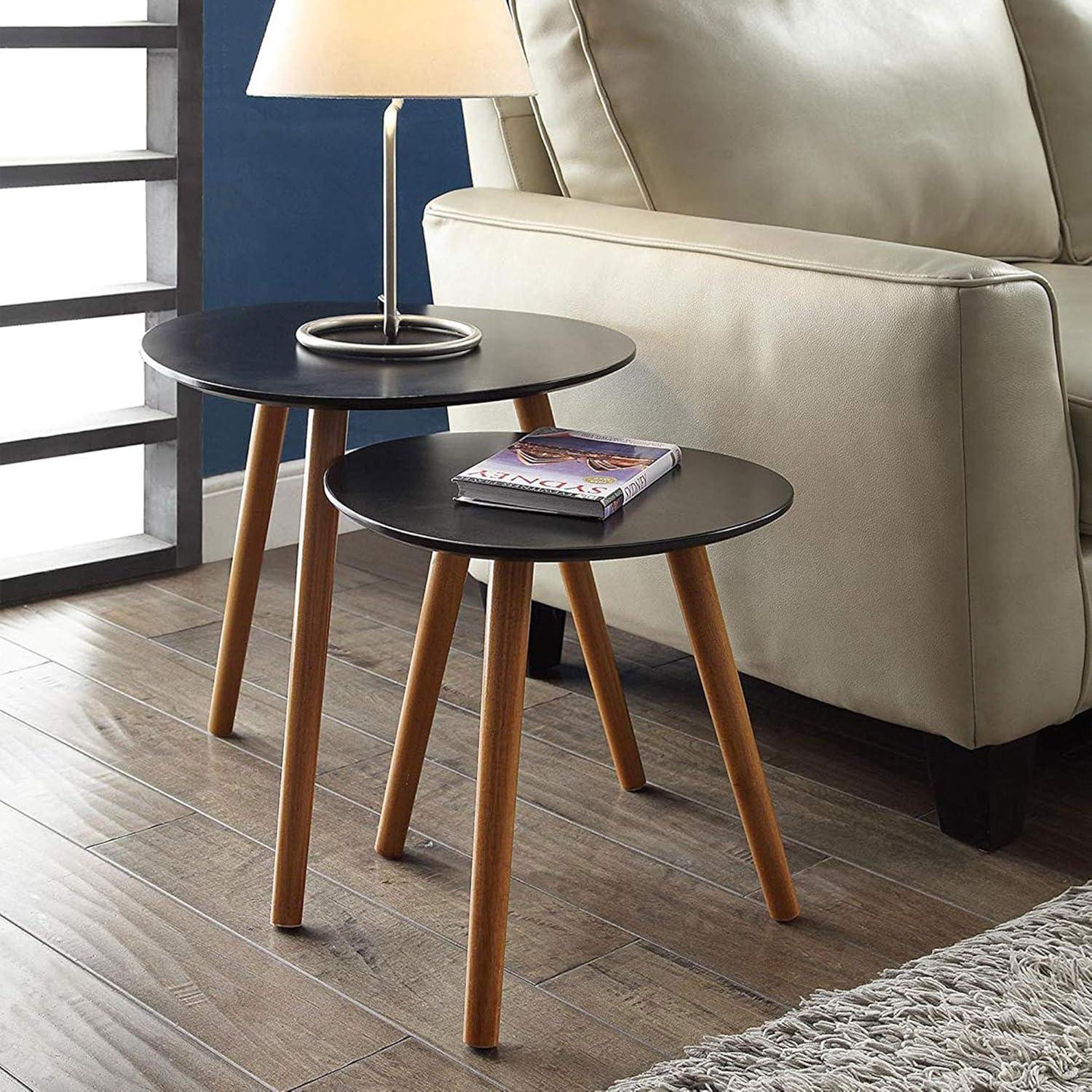 Oslo Nesting End Tables, Black and Natural