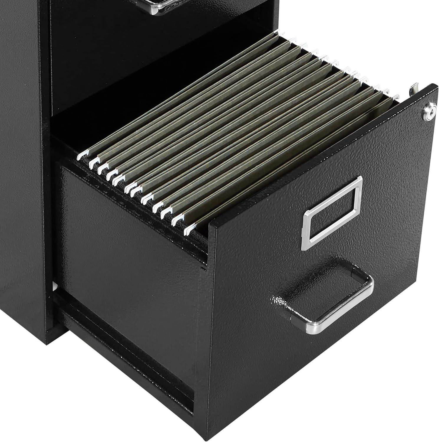 2 Drawer Locking Metal File Cabinet in Black