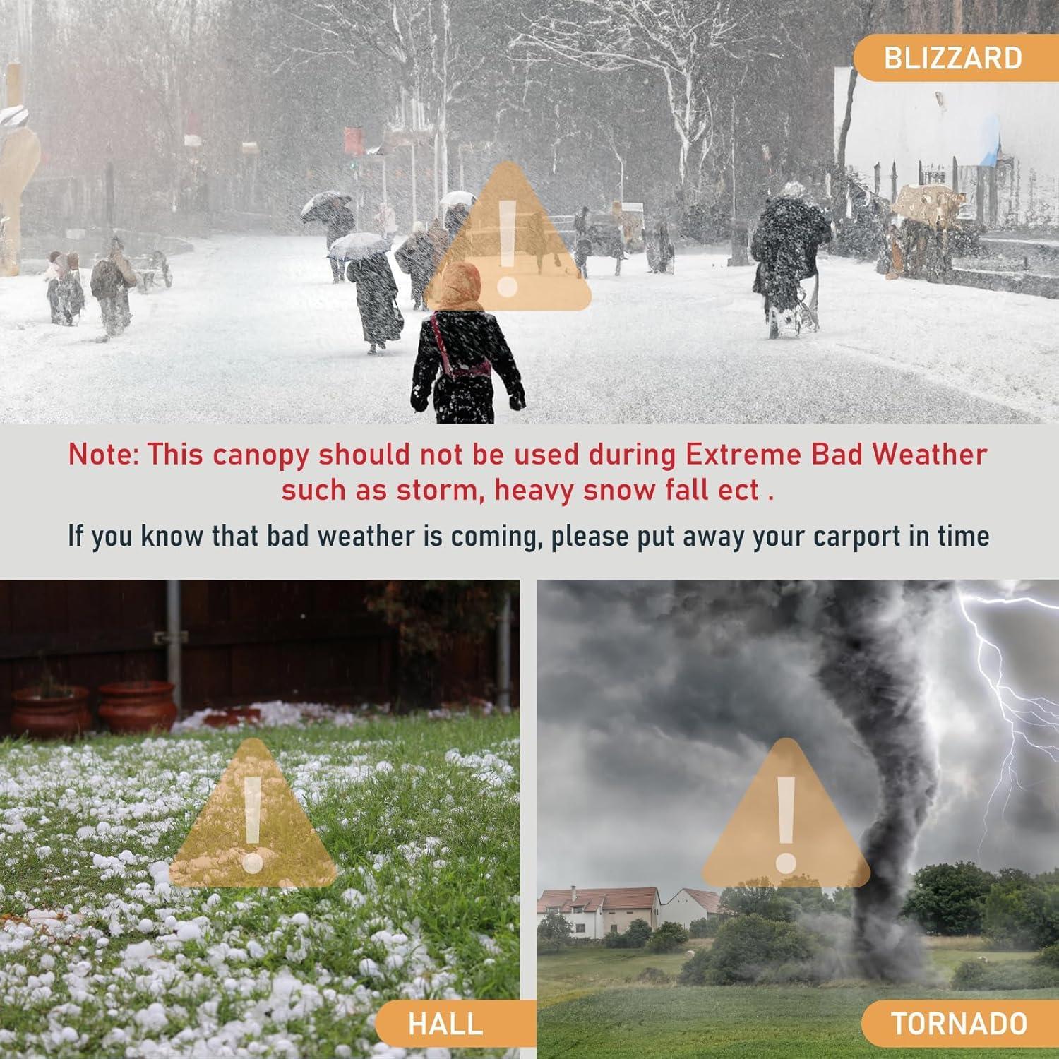 Carport 10'x20' Heavy Duty Carport Canopy Portable Garage 4 Roll-Up Doors & 4 Windows Waterproof All-Season Outdoor Storage Shed for Car Truck Boat, Gray