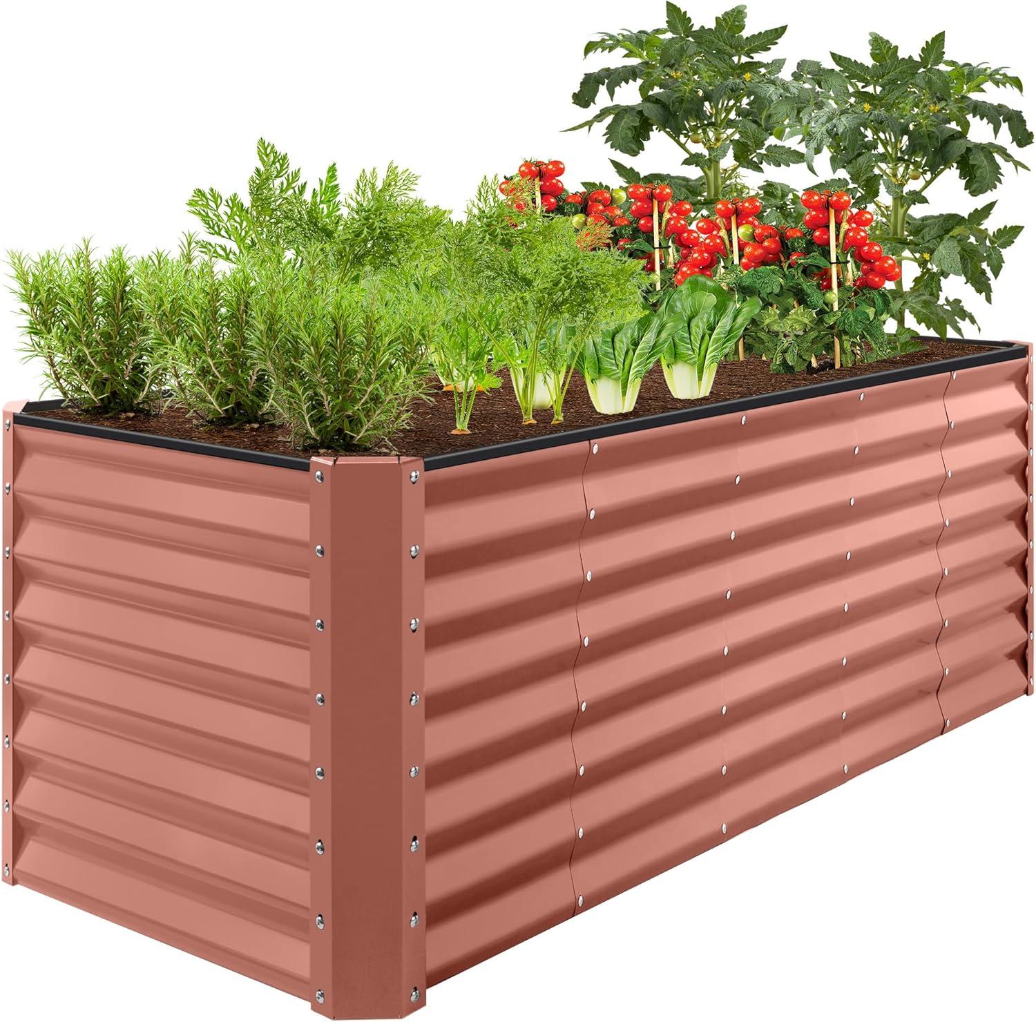 Best Choice Products 8x2x2ft Outdoor Metal Raised Garden Bed, Planter Box for Vegetables, Flowers, Herbs - Terracotta